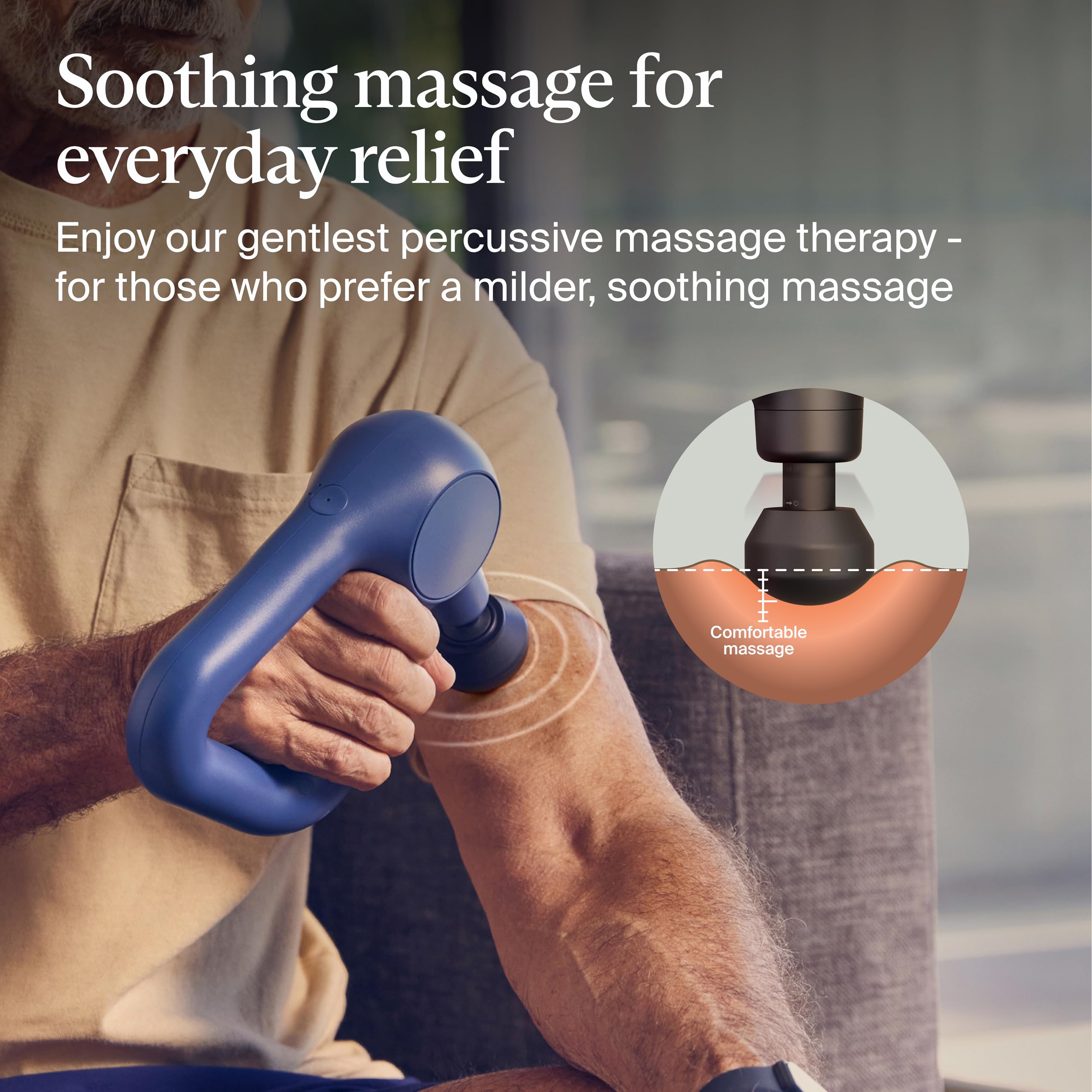 TheraGun Relief by Therabody - Easy-to-Use, Comfortable & Light Handheld Percussion Massage Gun for Everyday Pain Relief Massage Therapy in Neck, Back, Leg, Shoulder and Body (Sand)