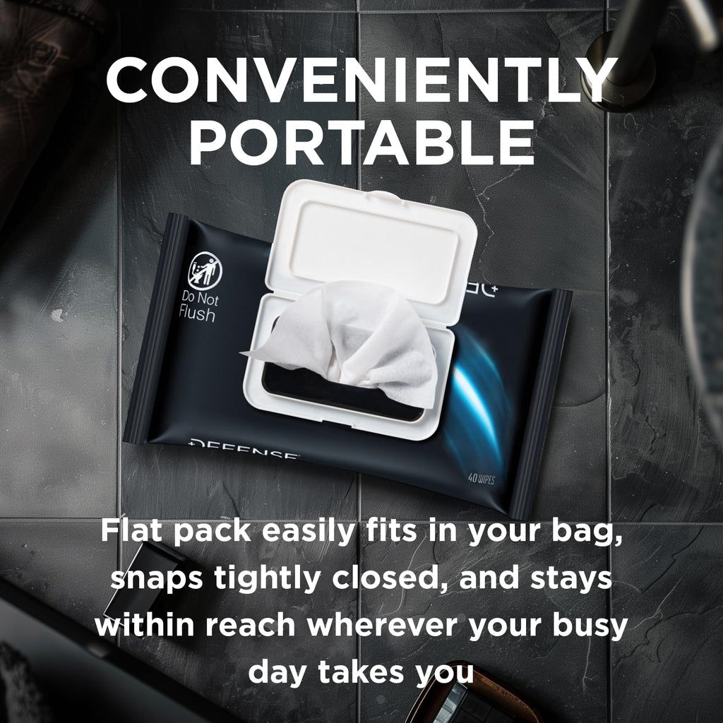 Defense Soap All Natural Body Wipes with Tea Tree Oil | Wrestling, Combat, Camping, Gym, Post Workout Shower Wipes for Men and Women. 40 Count