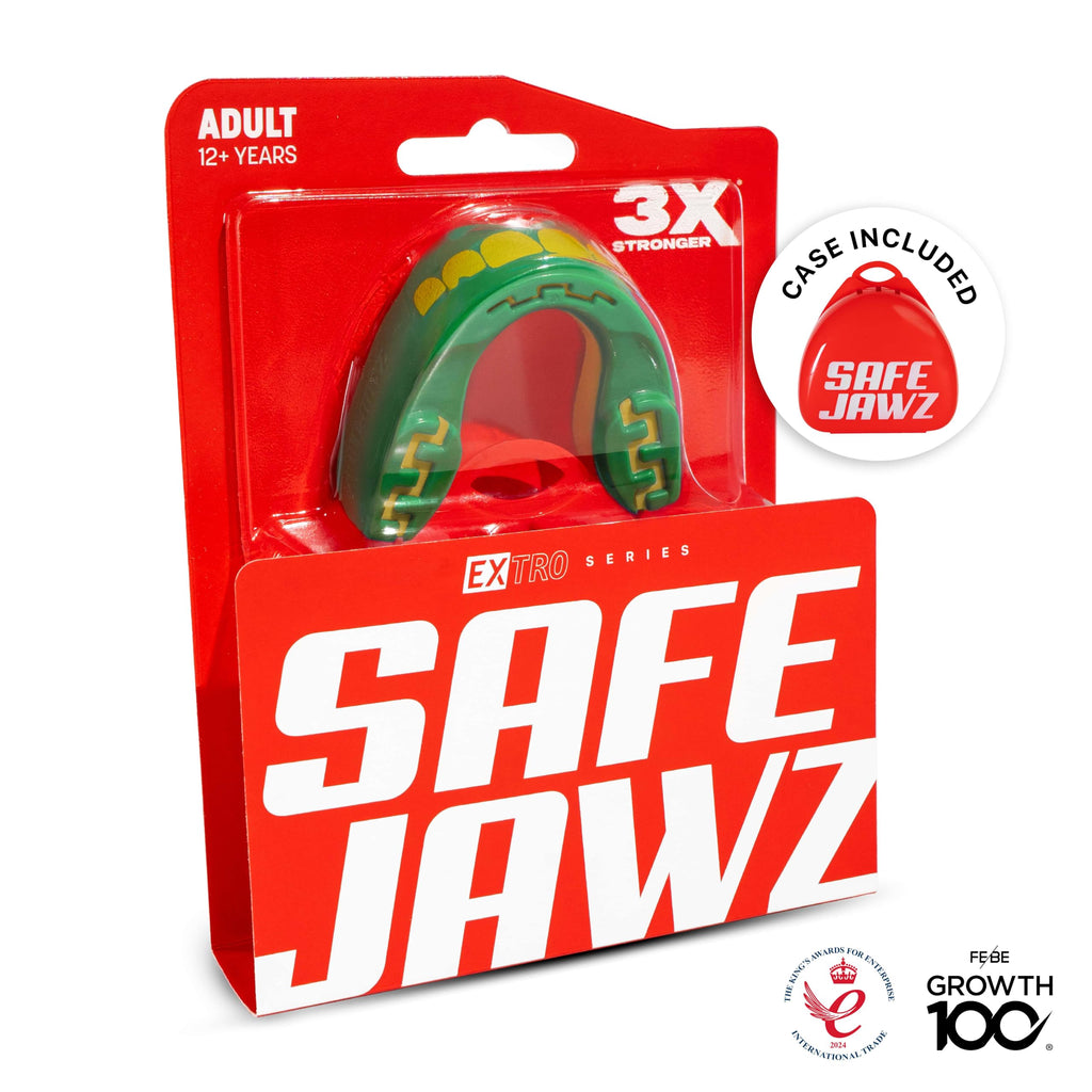 SafeJawz Sports Mouthguard, Dual Layer Premium Mouth Guard with Case for Basketball, Lacrosse, Football, Martial Arts, Hockey, Wrestling, Ice Hockey and All Contact Sports
