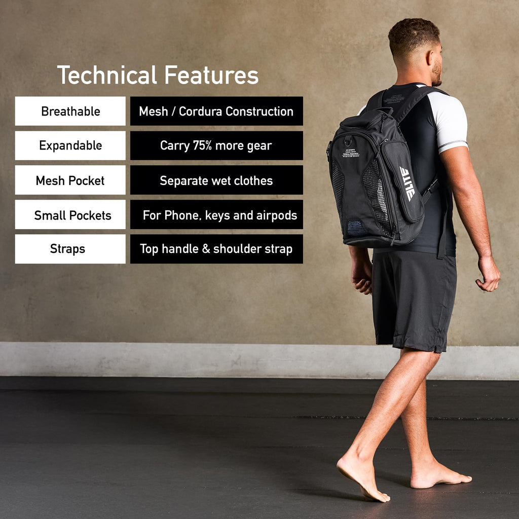 Elite Sports Jiu Jitsu BJJ Jaco Expandable Gym Duffel Backpack Bag for MMA, BJJ, Jiu Jitsu, Boxing Gear, Duffel Athletic Bag