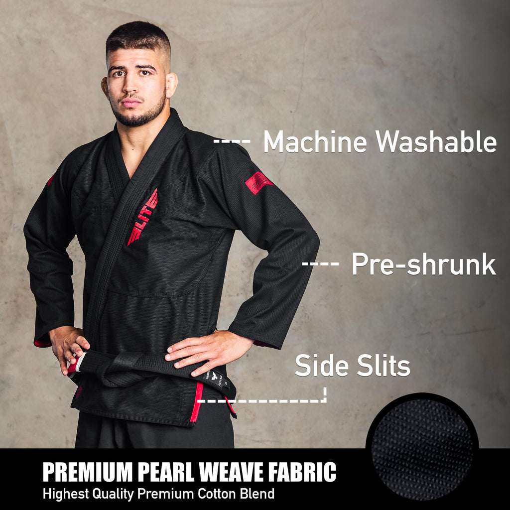 Elite Sports BJJ GI for Men IBJJF Kimono BJJ Jiujitsu GIS W/Preshrunk Fabric & Free Belt (See Special Sizing Guide)