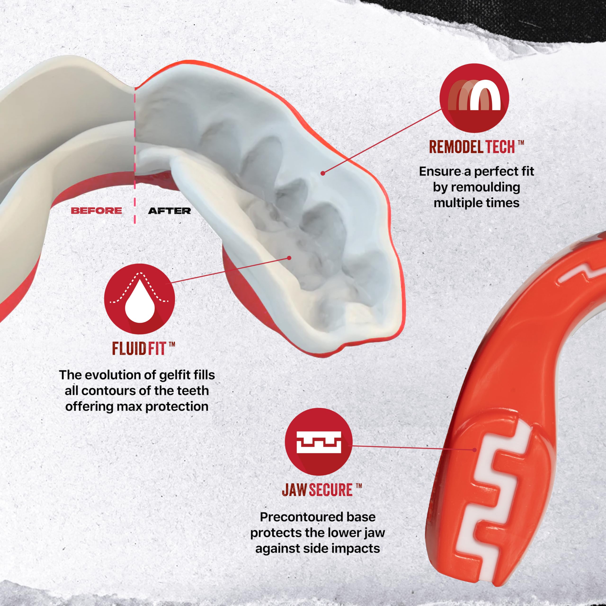 SafeJawz Sports Mouthguard, Dual Layer Premium Mouth Guard with Case for Basketball, Lacrosse, Football, Martial Arts, Hockey, Wrestling, Ice Hockey and All Contact Sports
