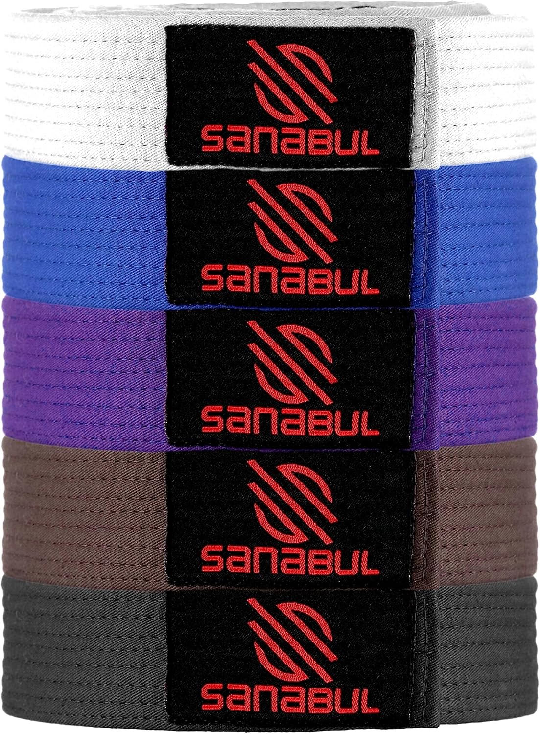 Sanabul BJJ Belt for Men & Women - Brazilian Jiu Jitsu With Ranking Stripes Sleeve Bar - Kids Gi Belt