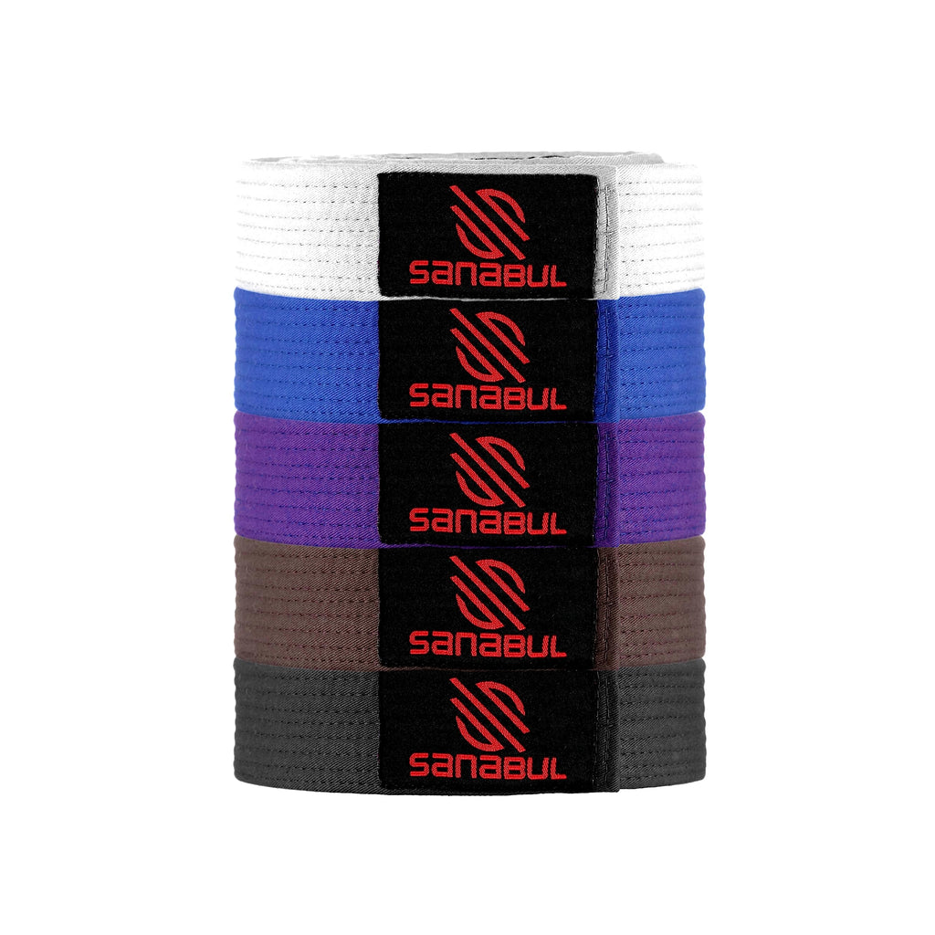 Sanabul BJJ Belt for Men & Women - Brazilian Jiu Jitsu With Ranking Stripes Sleeve Bar - Kids Gi Belt