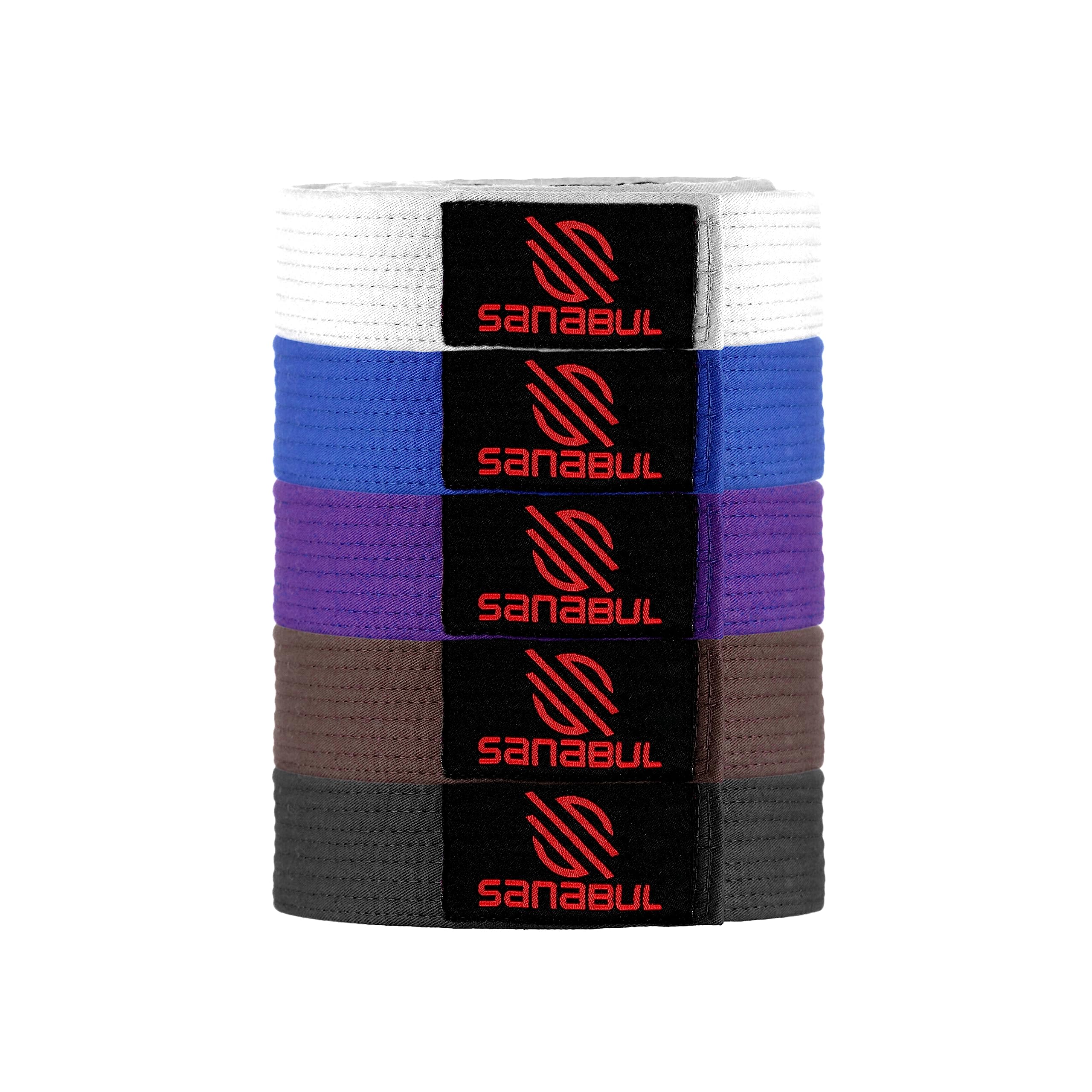 Sanabul BJJ Belt for Men & Women - Brazilian Jiu Jitsu With Ranking Stripes Sleeve Bar - Kids Gi Belt