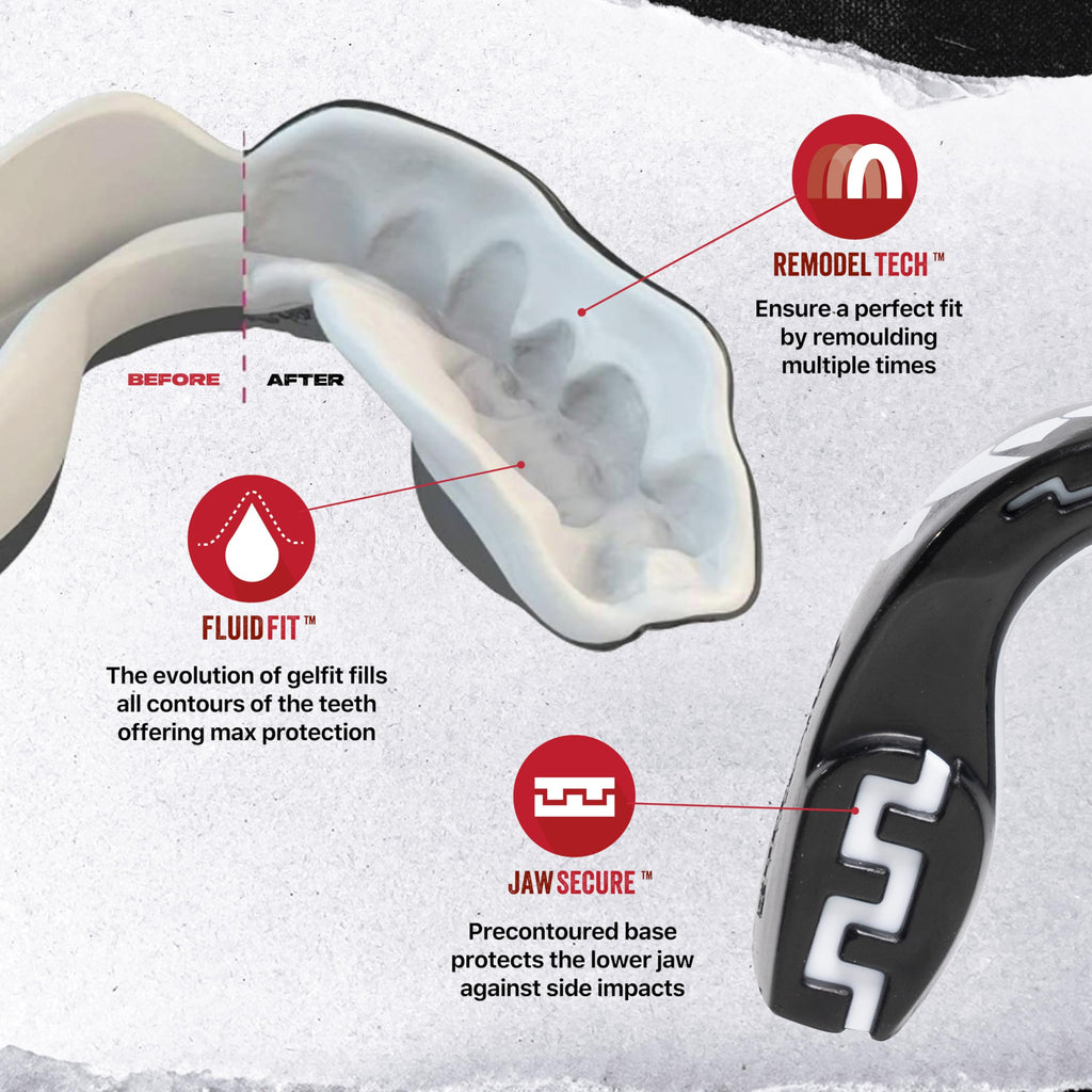 SafeJawz Sports Mouthguard, Dual Layer Premium Mouth Guard with Case for Basketball, Lacrosse, Football, Martial Arts, Hockey, Wrestling, Ice Hockey and All Contact Sports