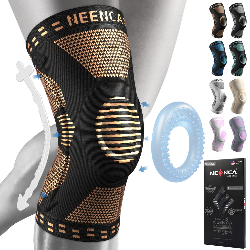 NEENCA Professional Knee Brace for Pain Relief, Medical Knee Support with Patella Pad & Side Stabilizers, Compression Knee Sleeve for Meniscus Tear, ACL, Joint Pain, Runner, Workout - FSA/HSA Eligible