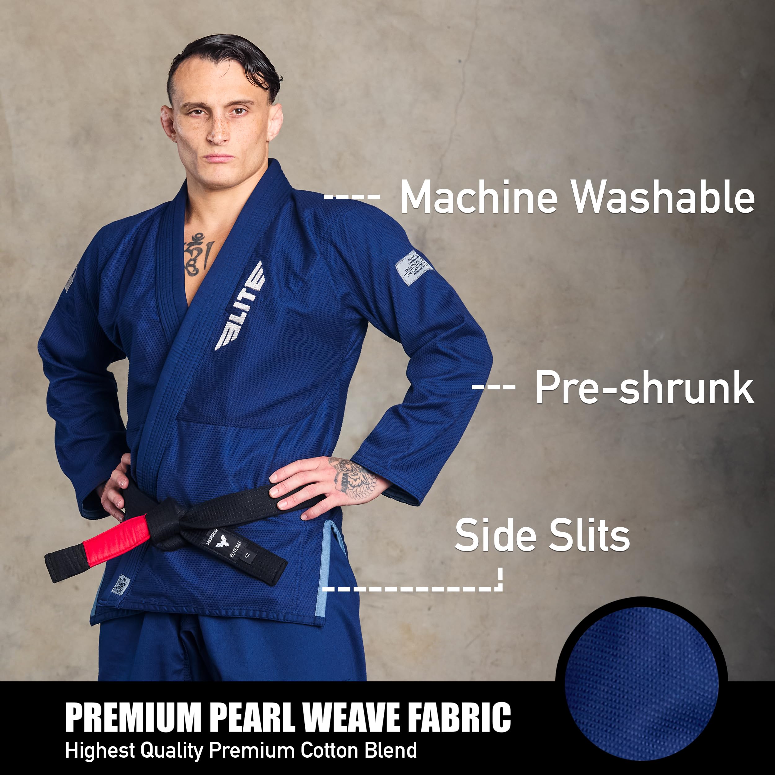Elite Sports BJJ GI for Men IBJJF Kimono BJJ Jiujitsu GIS W/Preshrunk Fabric & Free Belt (See Special Sizing Guide)