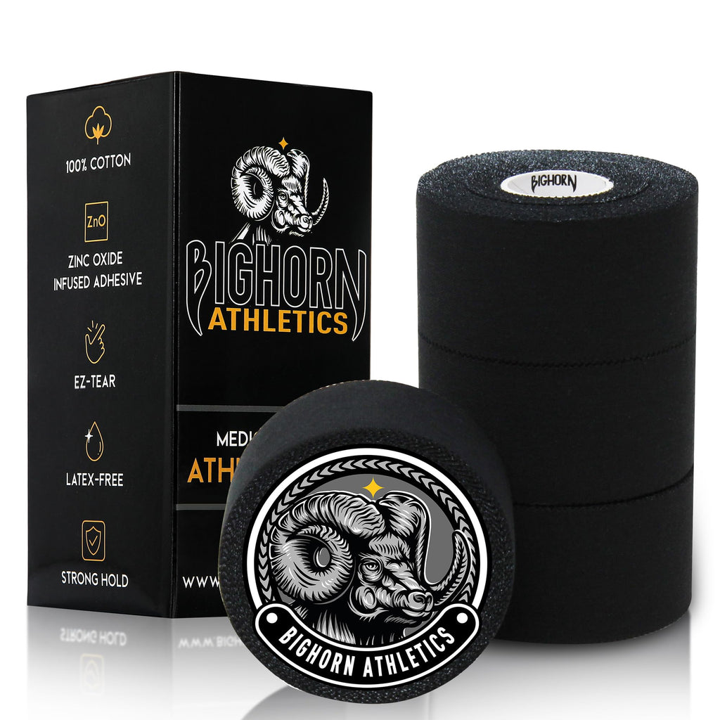 Bighorn Athletics Jiu Jitsu Finger Tape | Residue-Free Athletic Finger Tape for Sports & Injuries: Rock Climbing, Volleyball, Football, Basketball, Hands & Toes | 0.3-Inch x 45-feet, 8-Rolls, Black