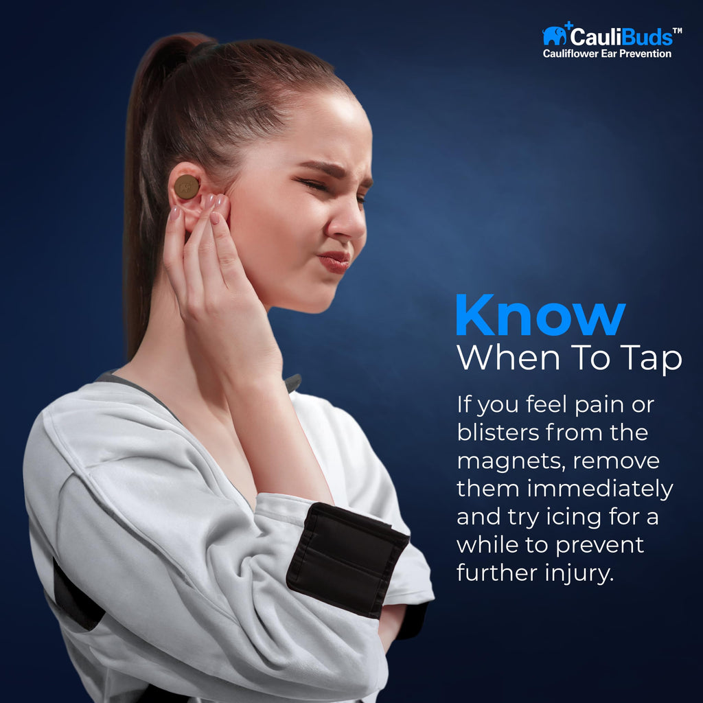 CauliBuds™ Cauliflower Ear Magnets - Premium Silicone Magnet Compression Kit for Cauliflower Ear Prevention & Treatment in BJJ, Wrestling, MMA, & Rugby - Minimize Ear Draining (Black)