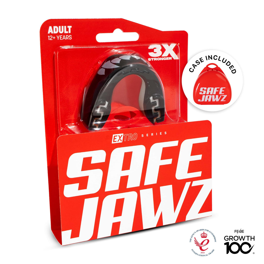 SafeJawz Sports Mouthguard, Dual Layer Premium Mouth Guard with Case for Basketball, Lacrosse, Football, Martial Arts, Hockey, Wrestling, Ice Hockey and All Contact Sports