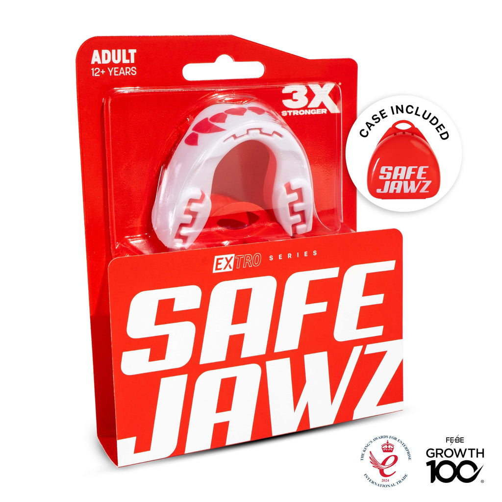 SafeJawz Sports Mouthguard, Dual Layer Premium Mouth Guard with Case for Basketball, Lacrosse, Football, Martial Arts, Hockey, Wrestling, Ice Hockey and All Contact Sports