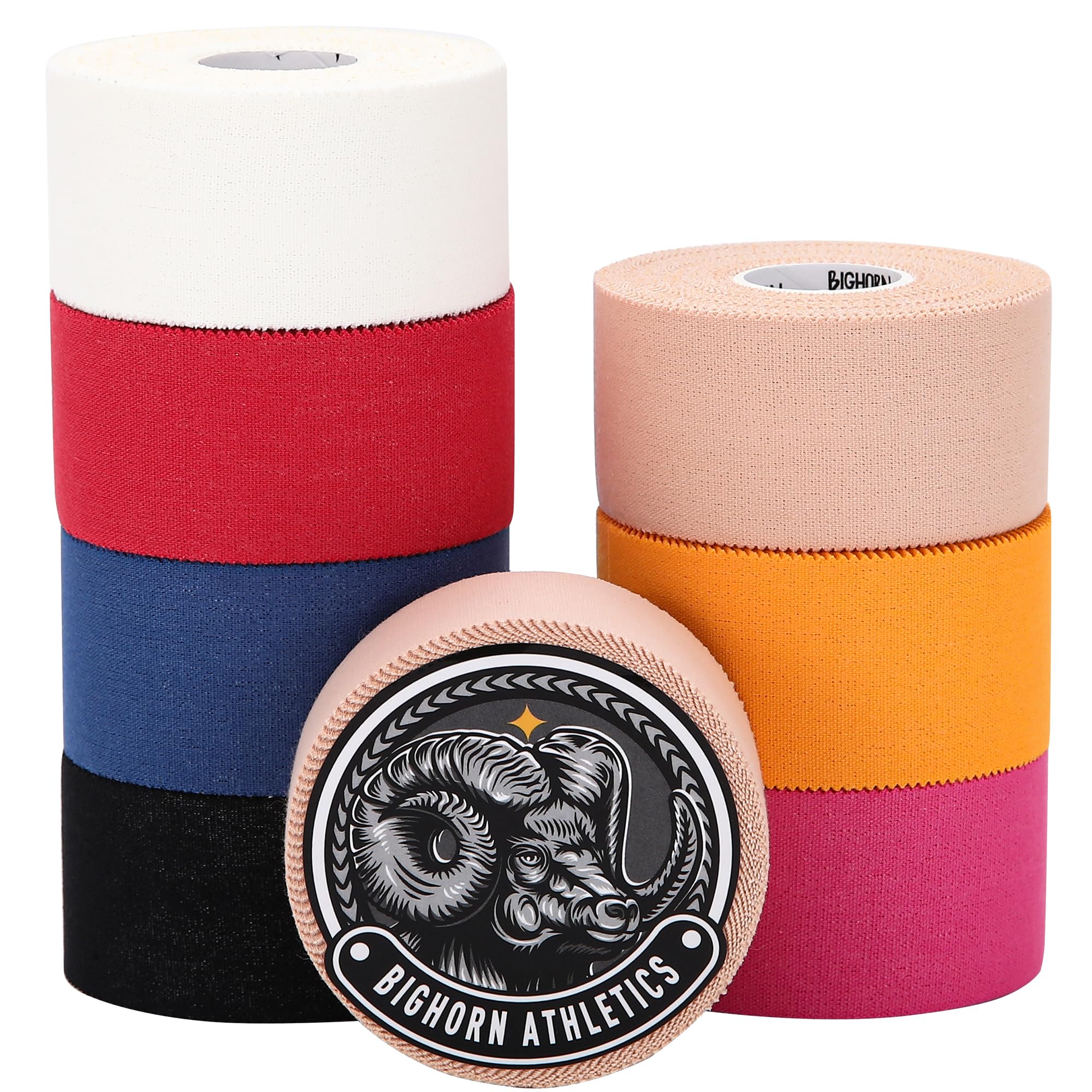 Bighorn Athletics Jiu Jitsu Finger Tape | Residue-Free Athletic Finger Tape for Sports & Injuries: Rock Climbing, Volleyball, Football, Basketball, Hands & Toes | 0.3-Inch x 45-feet, 8-Rolls, Black