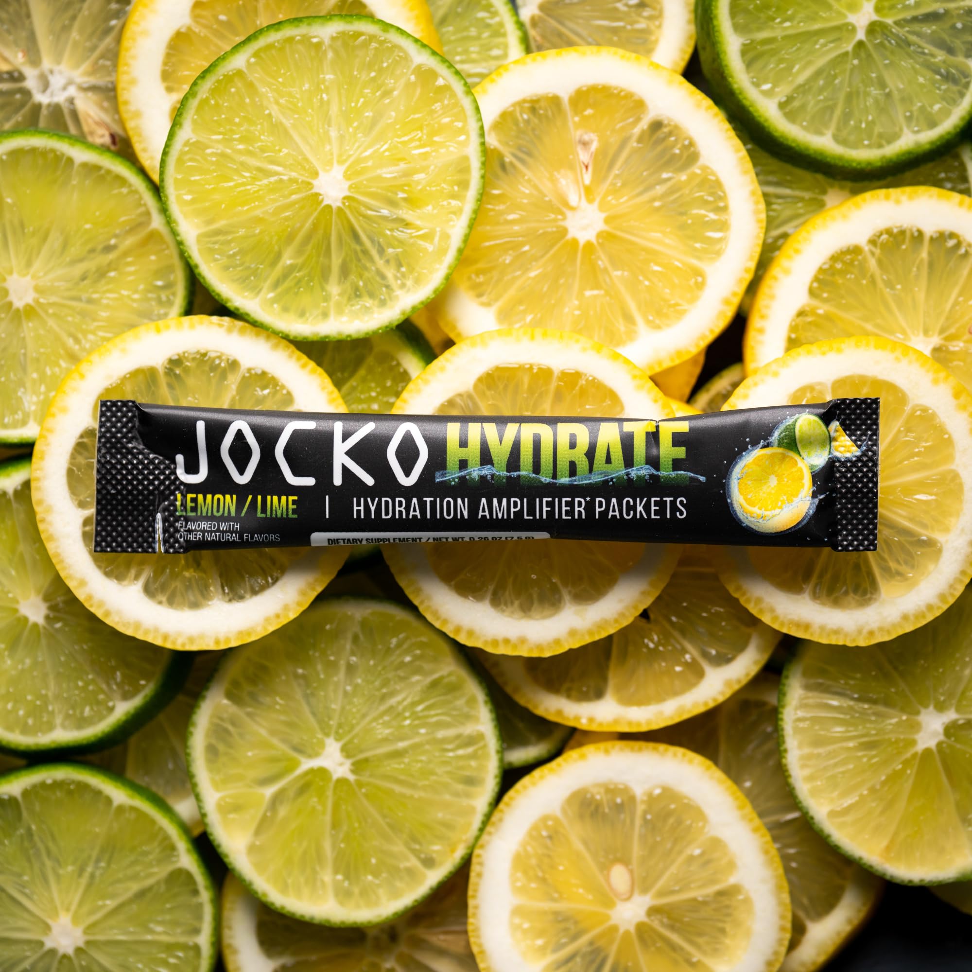 Jocko Fuel Packets Low Sugar - Hydration Amplifier Packets for Recovery, Dehydration, & Exercise - with Vitamins B6, B12 & C (16 Packets) Lemon Lime