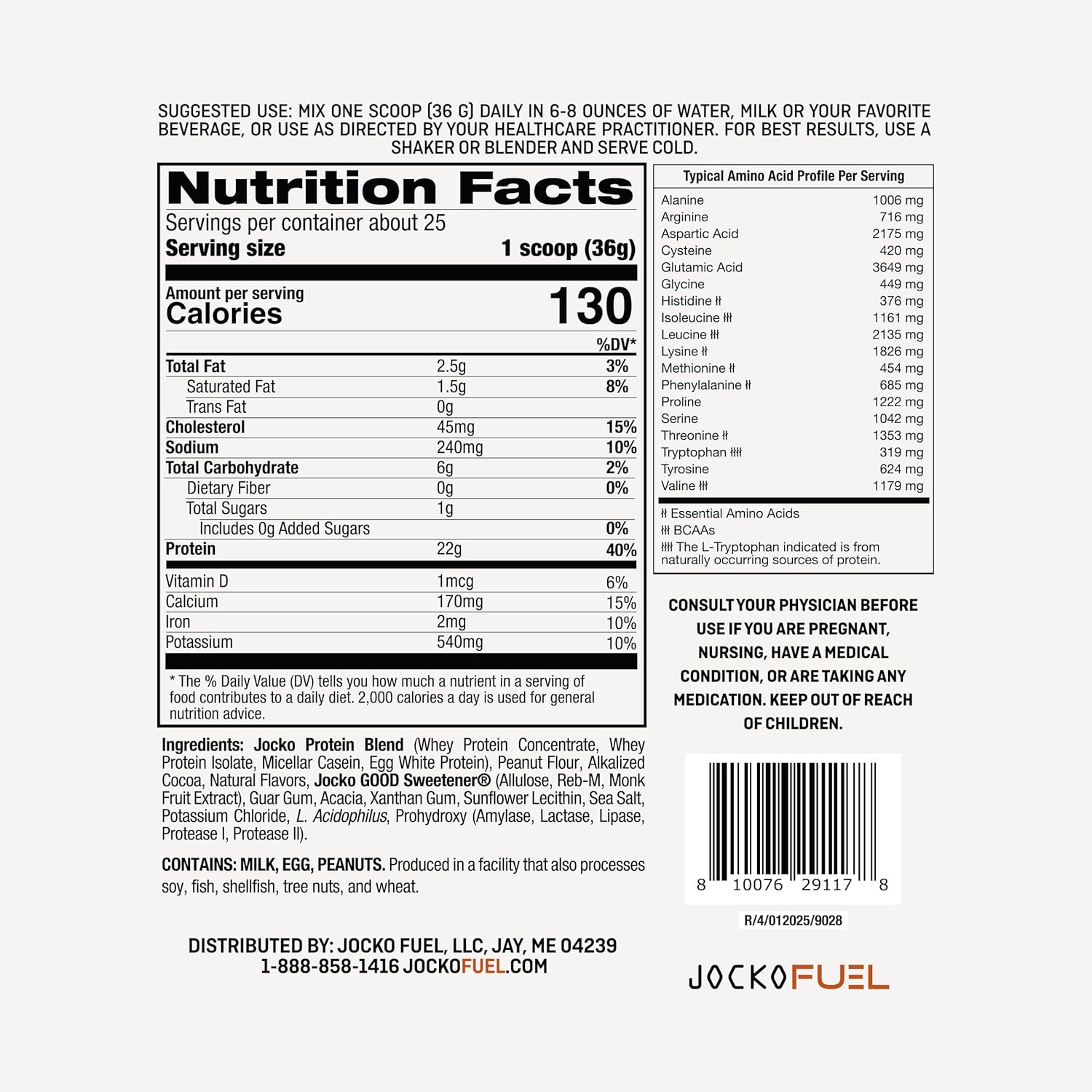 Jocko Fuel Mölk Whey Protein Powder 22g Low Sugar Monk Fruit Blend - Muscle Recovery & Growth, Packaging May Vary (25 Servings, Chocolate Peanut Butter)