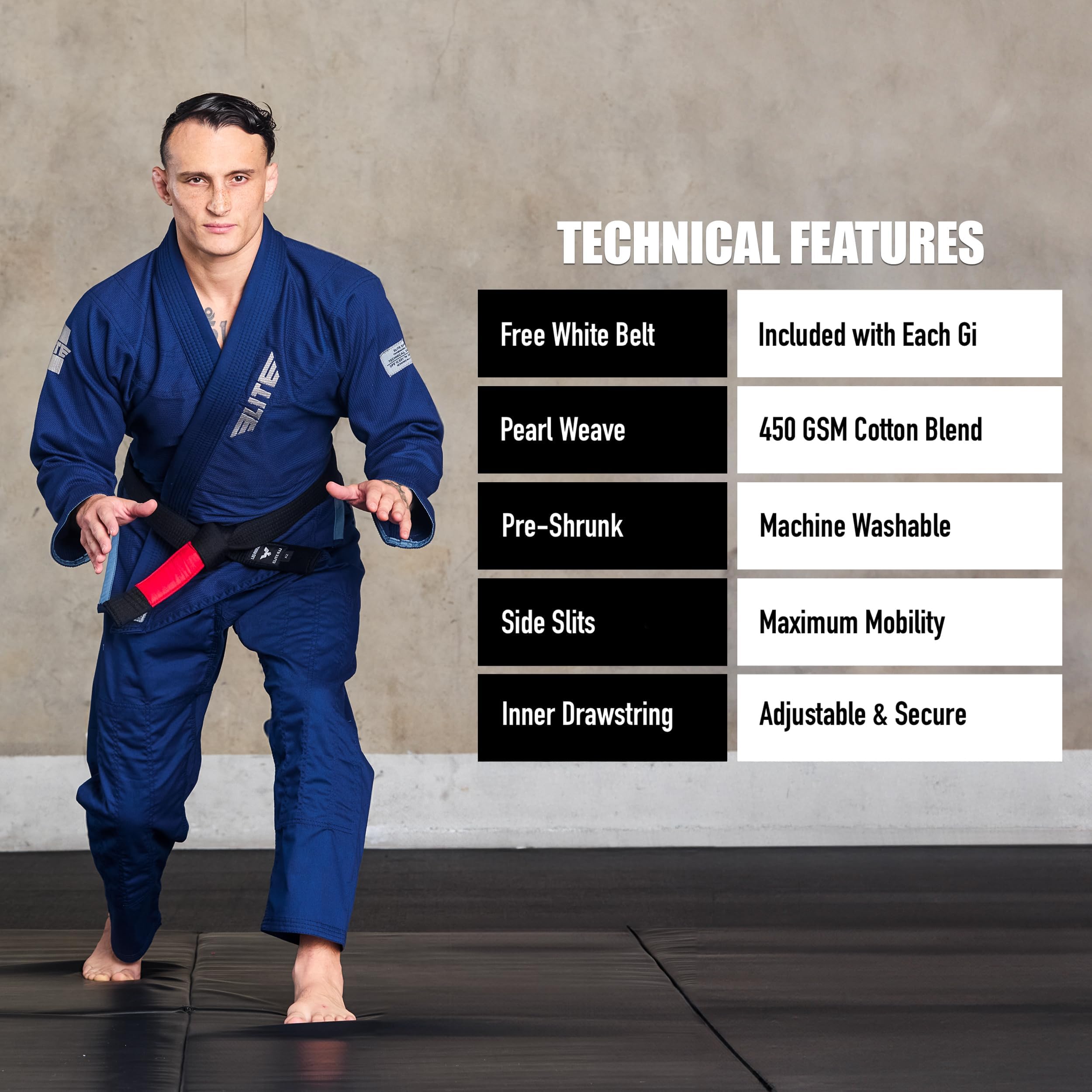 Elite Sports BJJ GI for Men IBJJF Kimono BJJ Jiujitsu GIS W/Preshrunk Fabric & Free Belt (See Special Sizing Guide)