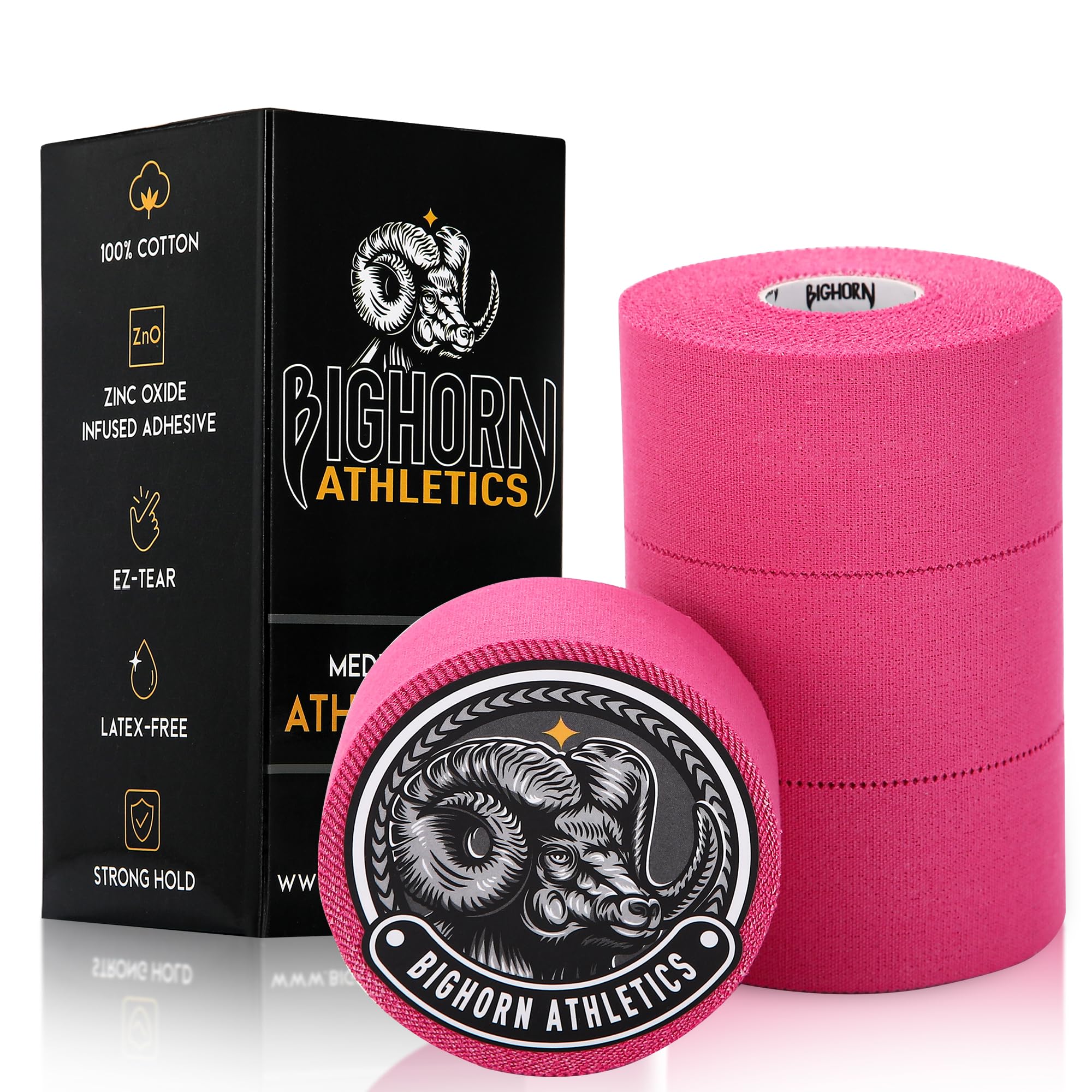 Bighorn Athletics Jiu Jitsu Finger Tape | Residue-Free Athletic Finger Tape for Sports & Injuries: Rock Climbing, Volleyball, Football, Basketball, Hands & Toes | 0.3-Inch x 45-feet, 8-Rolls, Black
