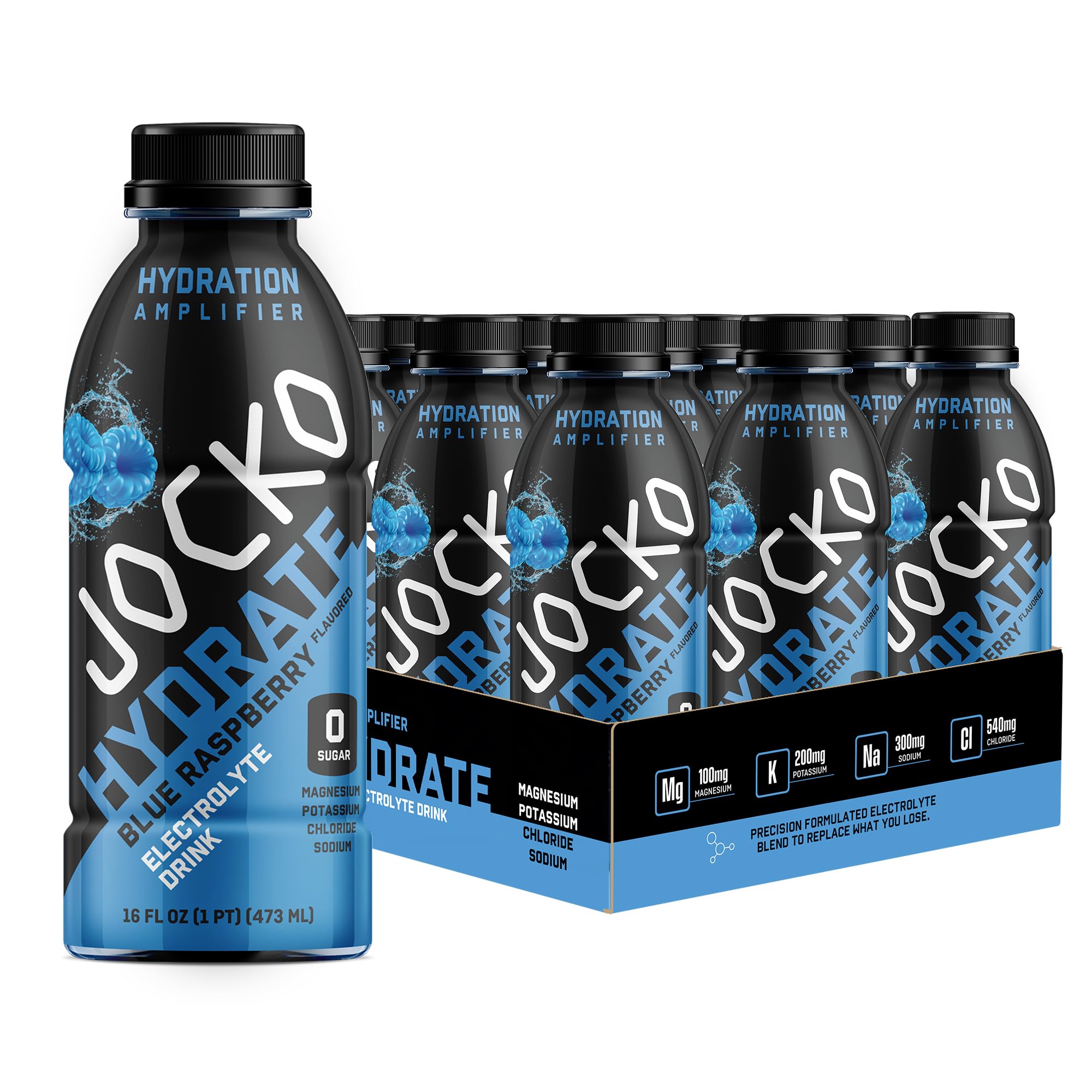 Jocko Fuel Hydrate Electrolyte Drinks - Sports Drink Hydration Amplifier, Thirst Quencher - Scientifically Formulated Electrolyte Blend Fruit Punch Flavor 16 Oz (12 Pack)