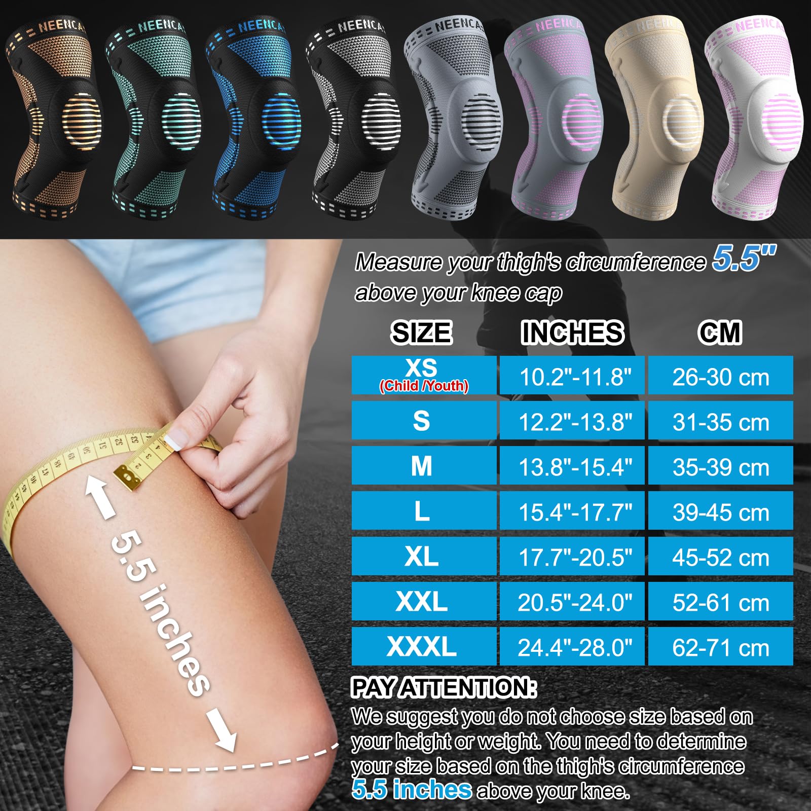 NEENCA Professional Knee Brace for Pain Relief, Medical Knee Support with Patella Pad & Side Stabilizers, Compression Knee Sleeve for Meniscus Tear, ACL, Joint Pain, Runner, Workout - FSA/HSA Eligible