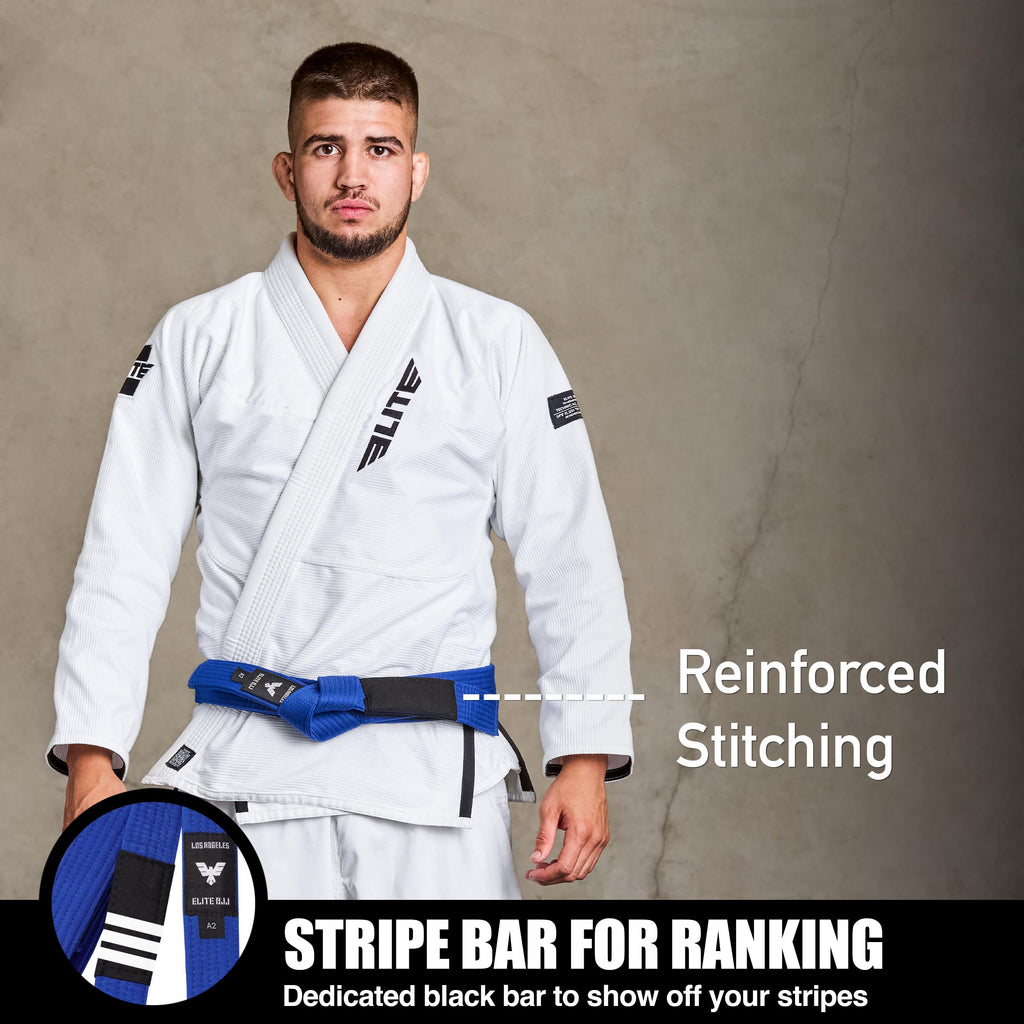 Elite Sports Adults Brazilian Jiu Jitsu Belts for Men & Women,Cotton IBJJF Approved BJJ Belts with Ranking Stripes Sleeve Bar
