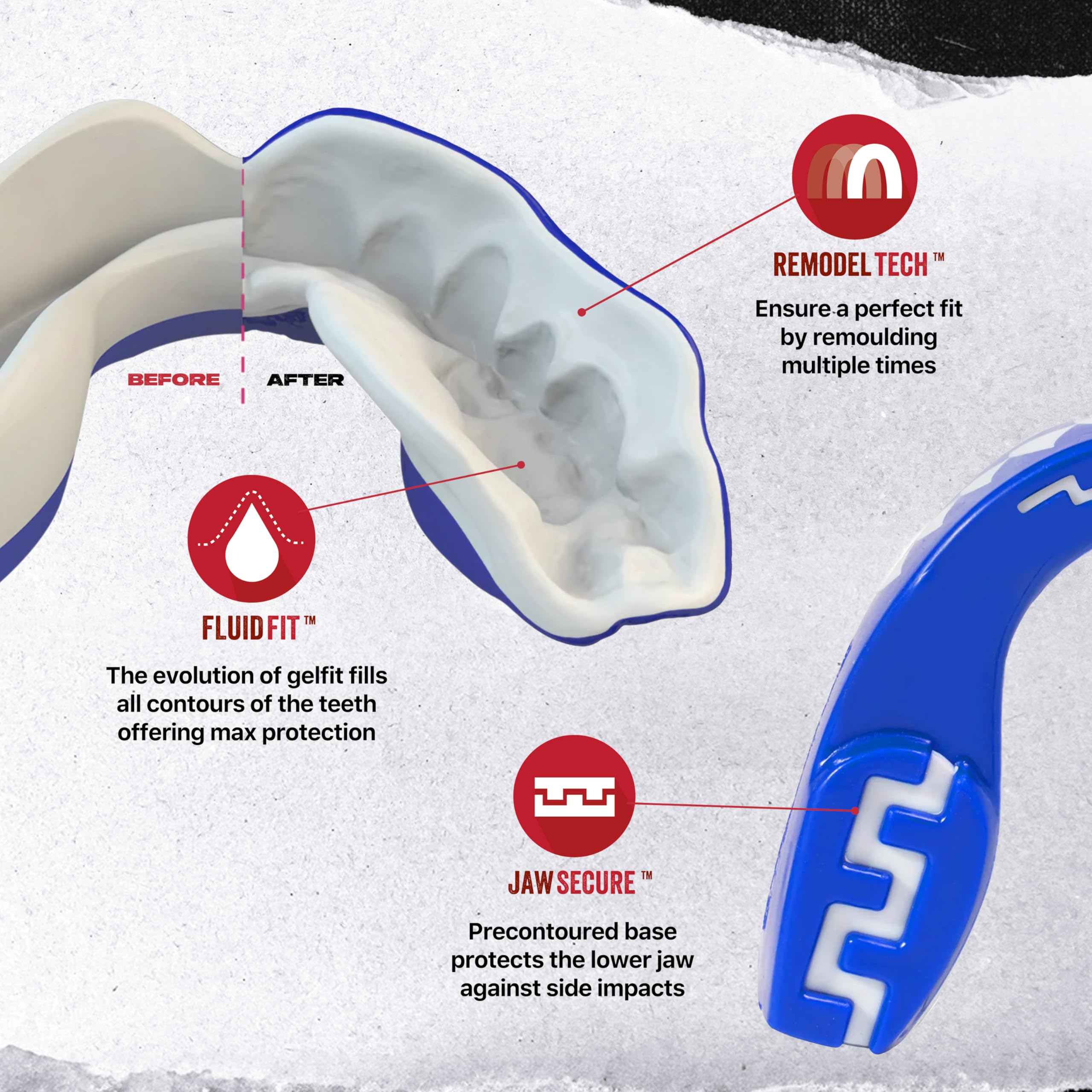 SafeJawz Sports Mouthguard, Dual Layer Premium Mouth Guard with Case for Basketball, Lacrosse, Football, Martial Arts, Hockey, Wrestling, Ice Hockey and All Contact Sports