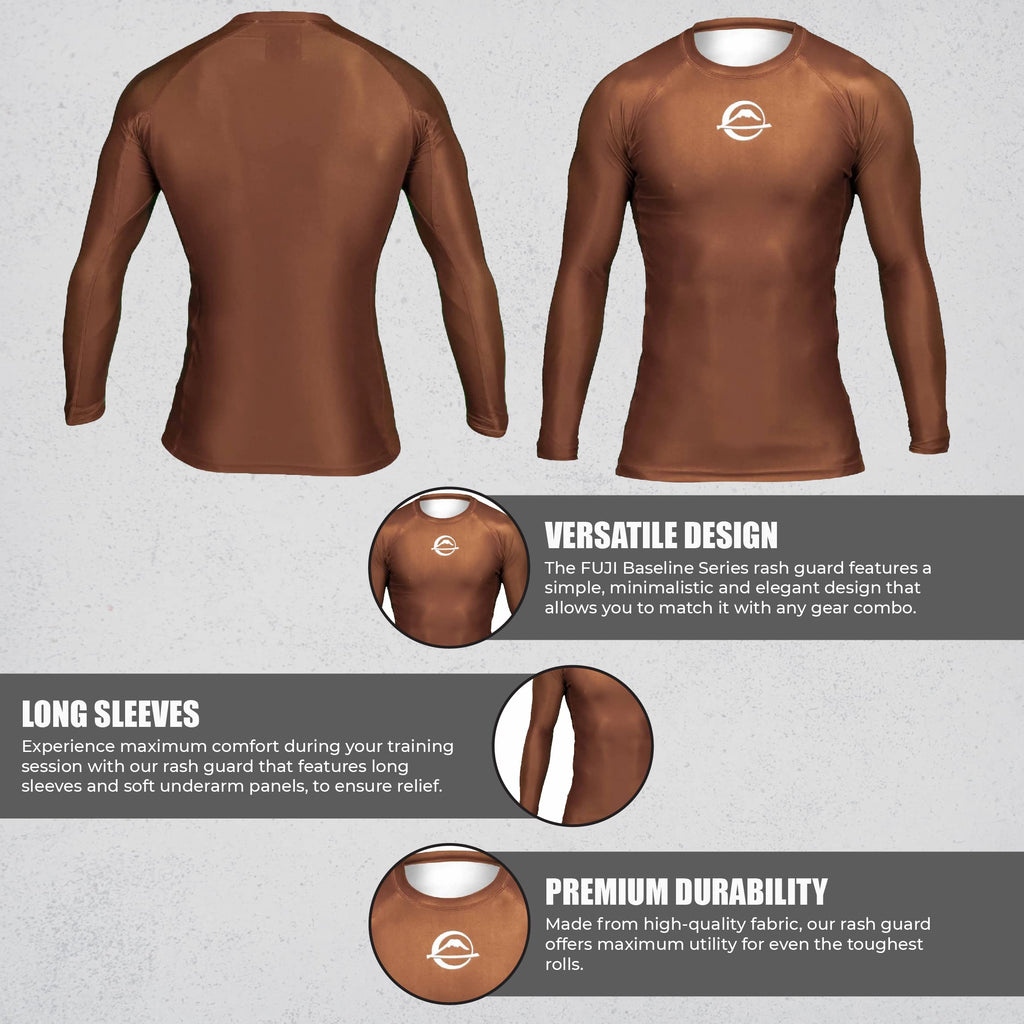 FUJI Baseline Ranked Long Sleeve Jiu Jitsu Rashguard, BJJ Rashguard for Men and Women