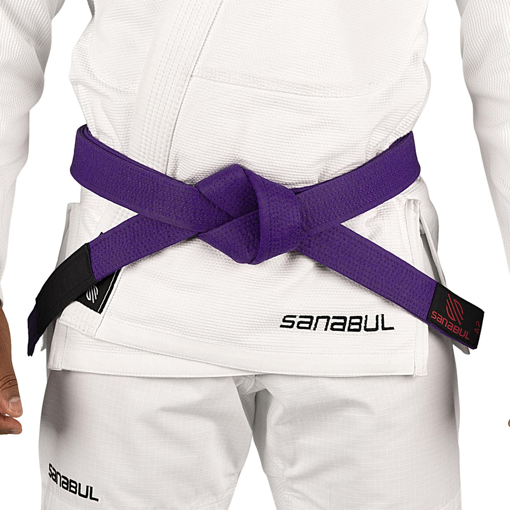 Sanabul BJJ Belt for Men & Women - Brazilian Jiu Jitsu With Ranking Stripes Sleeve Bar - Kids Gi Belt