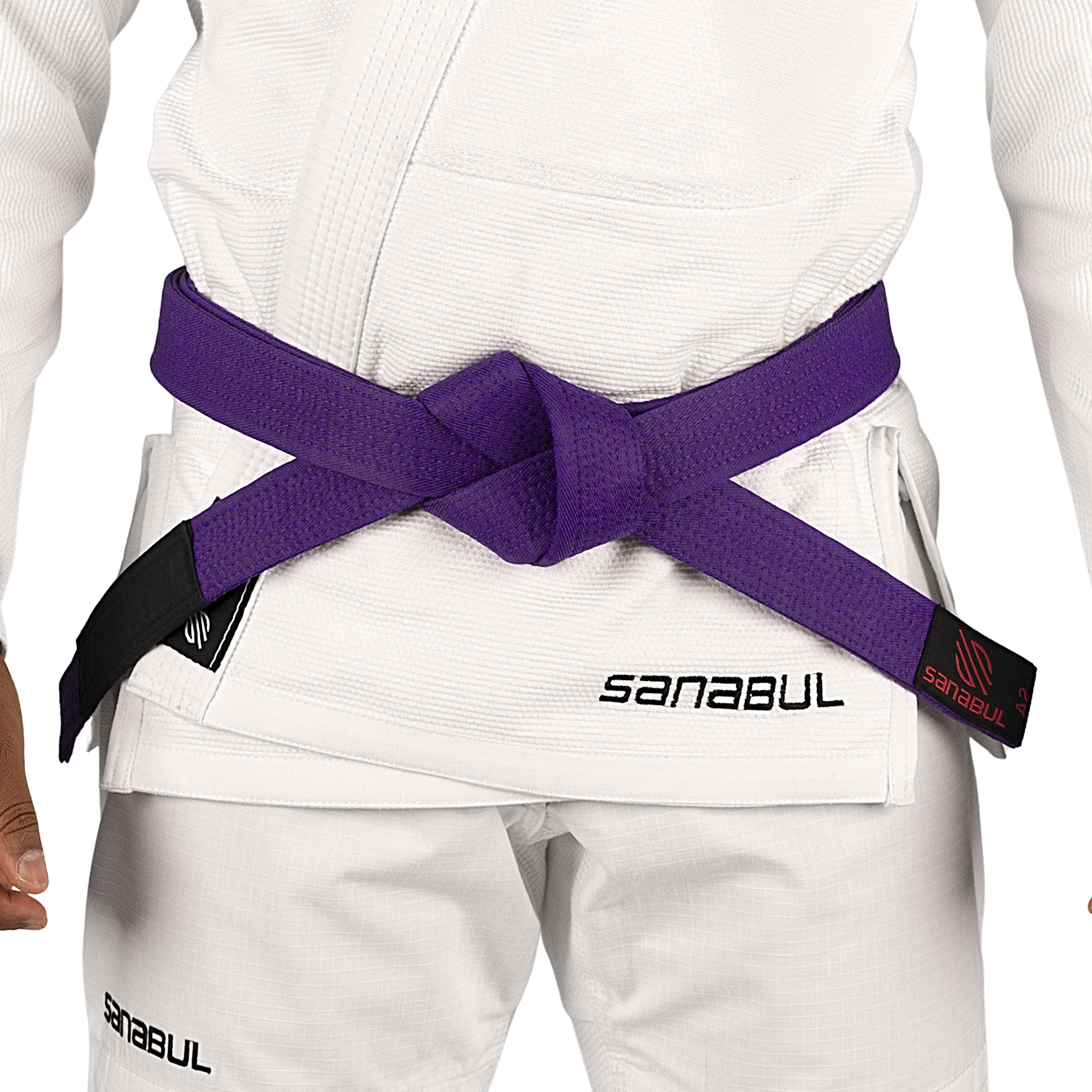 Sanabul BJJ Belt for Men & Women - Brazilian Jiu Jitsu With Ranking Stripes Sleeve Bar - Kids Gi Belt