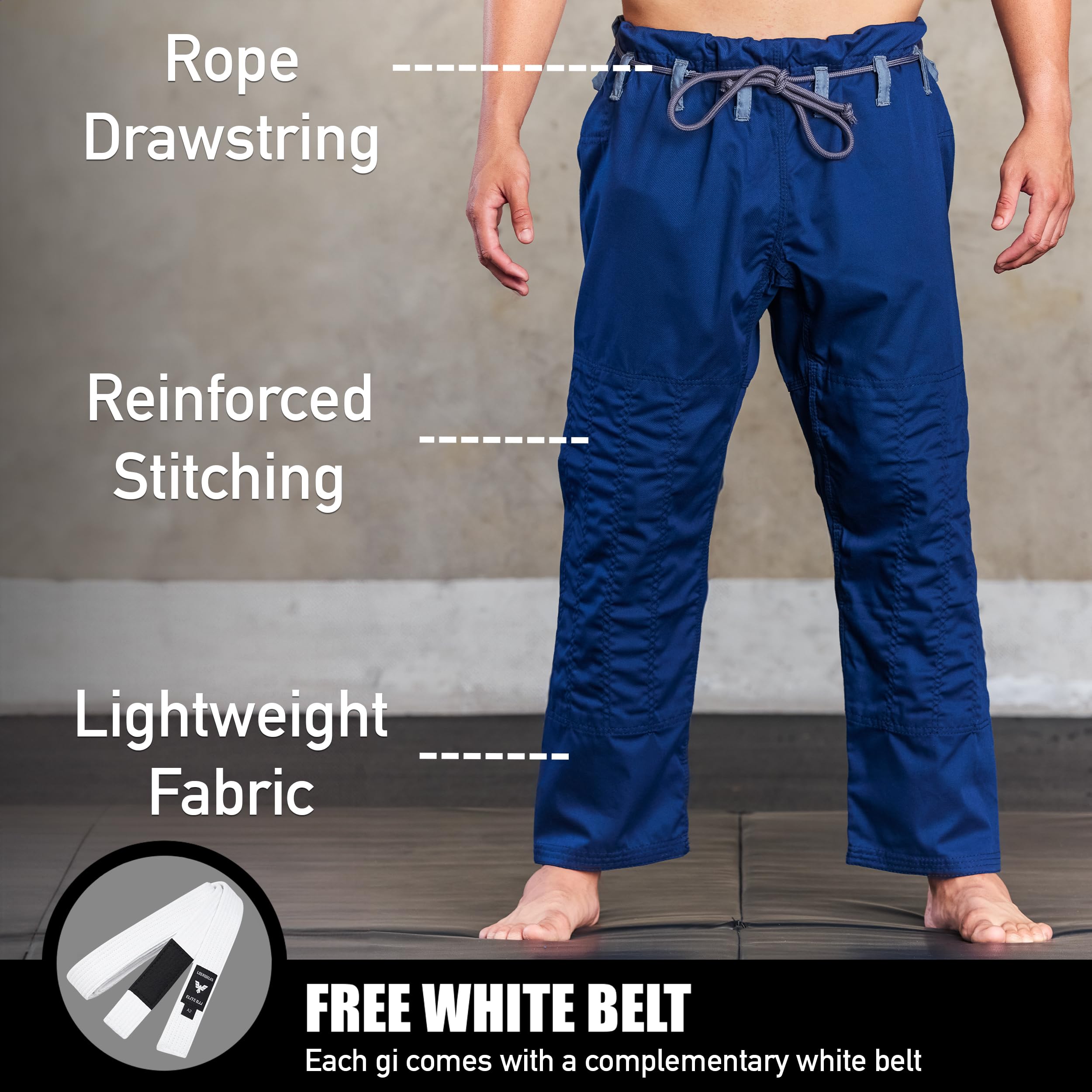 Elite Sports BJJ GI for Men IBJJF Kimono BJJ Jiujitsu GIS W/Preshrunk Fabric & Free Belt (See Special Sizing Guide)