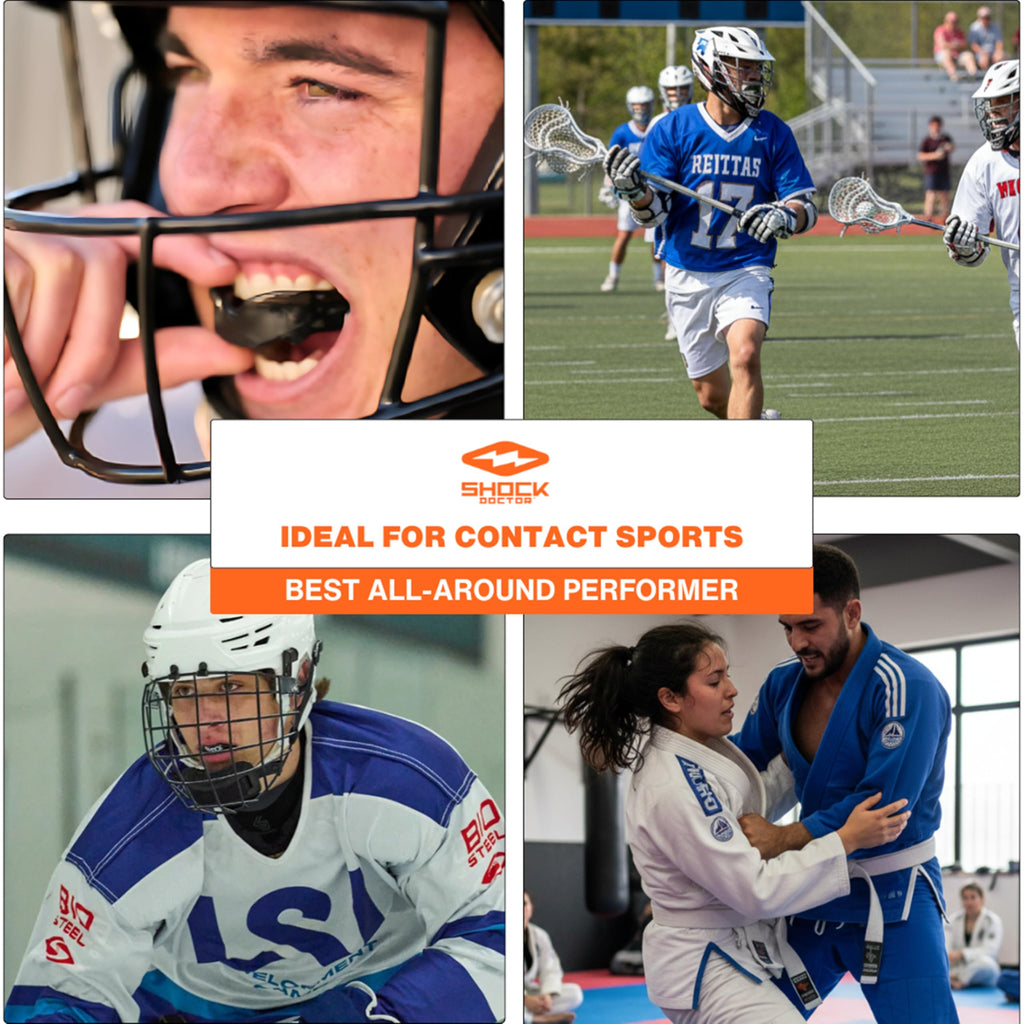 Shock Doctor Mouth Guard Sports, Hockey, Lacrosse, Baseball, Wrestling Moutguard, Gel Max Heavy Duty Protection & Custom Fit, Football Mouth Guard with Strap, Adult & Youth Mouthguard
