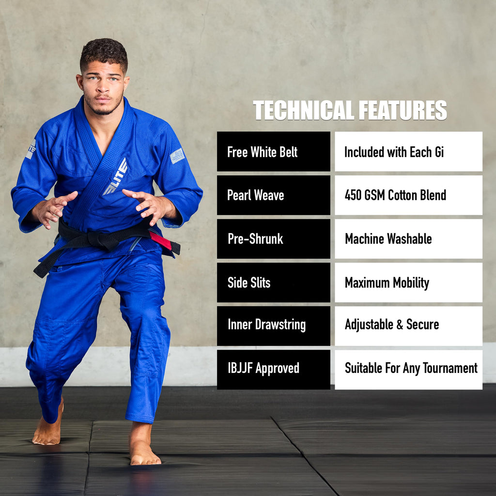 Elite Sports BJJ GI for Men IBJJF Kimono BJJ Jiujitsu GIS W/Preshrunk Fabric & Free Belt (See Special Sizing Guide)