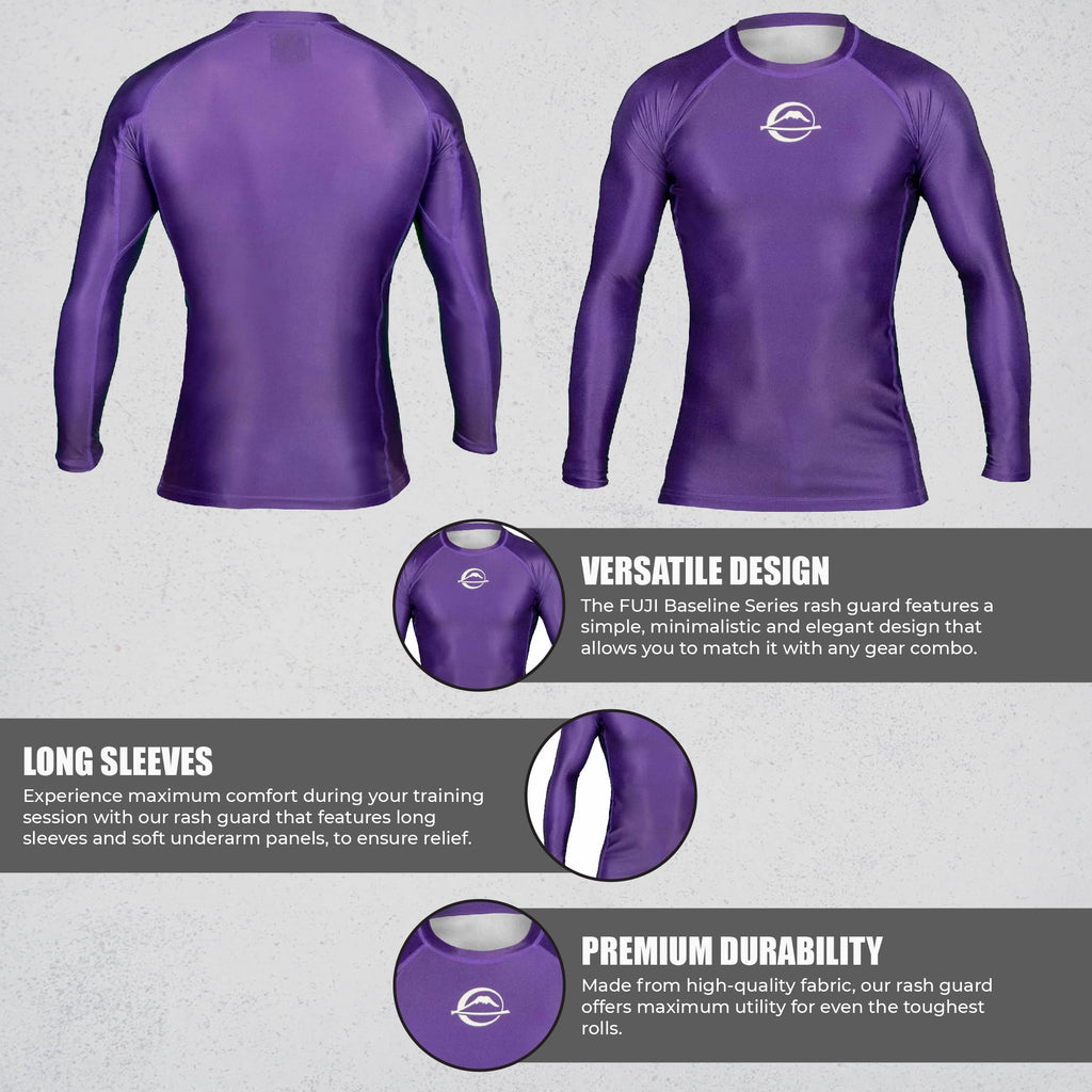 FUJI Baseline Ranked Long Sleeve Jiu Jitsu Rashguard, BJJ Rashguard for Men and Women