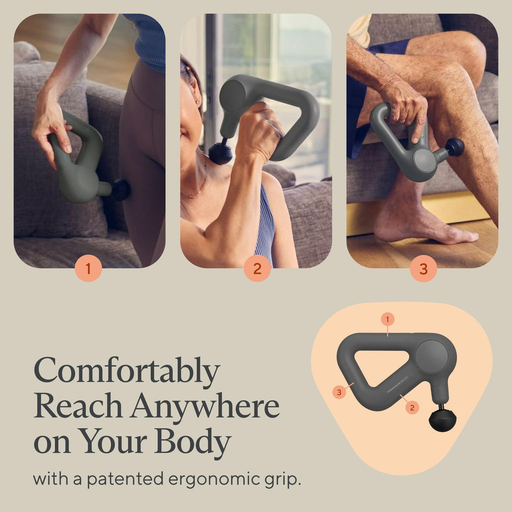 TheraGun Relief by Therabody - Easy-to-Use, Comfortable & Light Handheld Percussion Massage Gun for Everyday Pain Relief Massage Therapy in Neck, Back, Leg, Shoulder and Body (Sand)