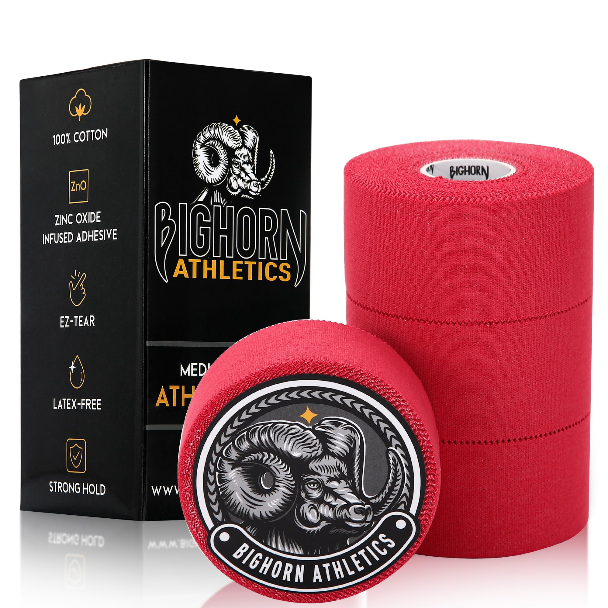Bighorn Athletics Jiu Jitsu Finger Tape | Residue-Free Athletic Finger Tape for Sports & Injuries: Rock Climbing, Volleyball, Football, Basketball, Hands & Toes | 0.3-Inch x 45-feet, 8-Rolls, Black