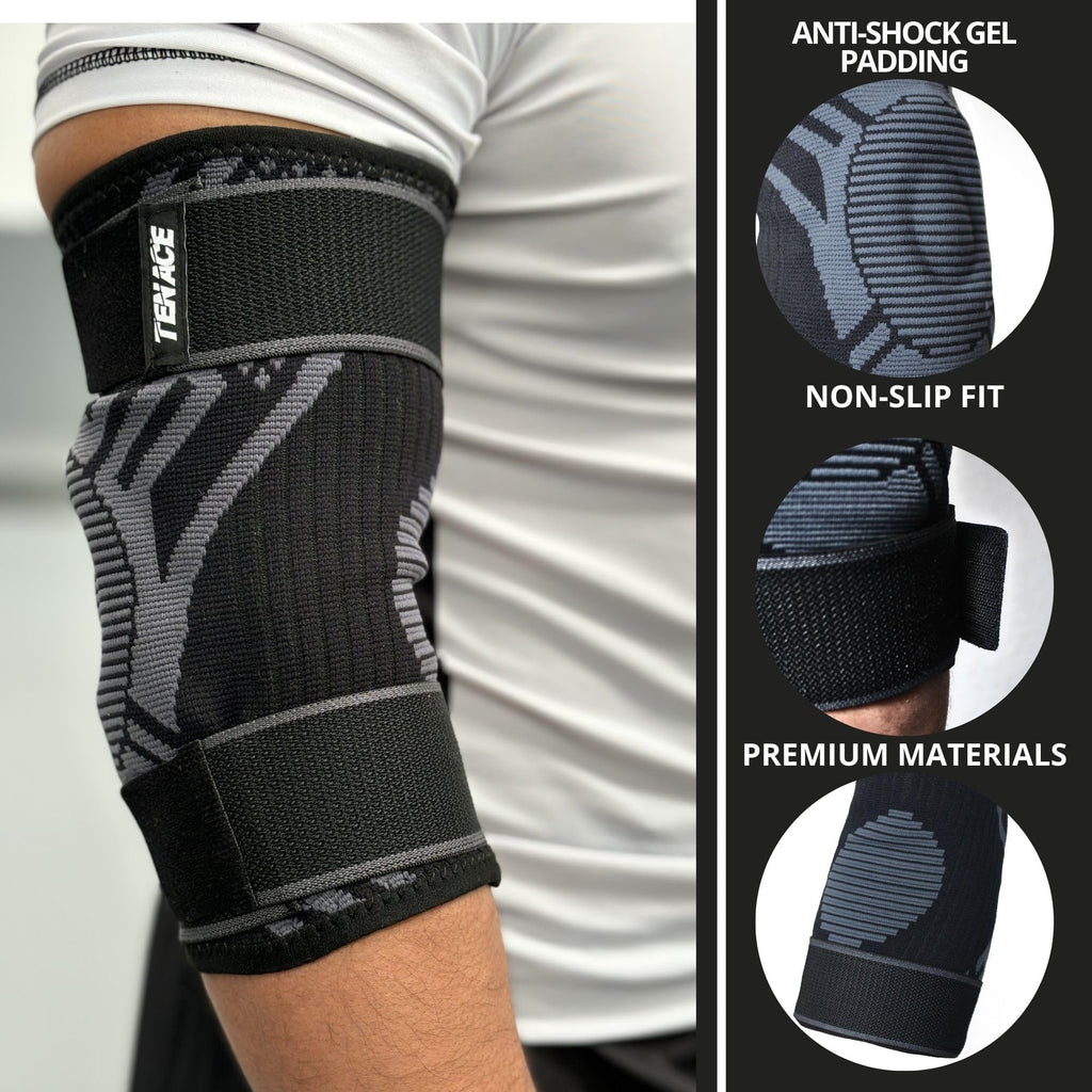 Tenace Jiu Jitsu Elbow Brace, Grappling - Compression Elbow Protection and Padded MMA, BJJ, Muay Thai, Judo - High Durability and Performance Unisex