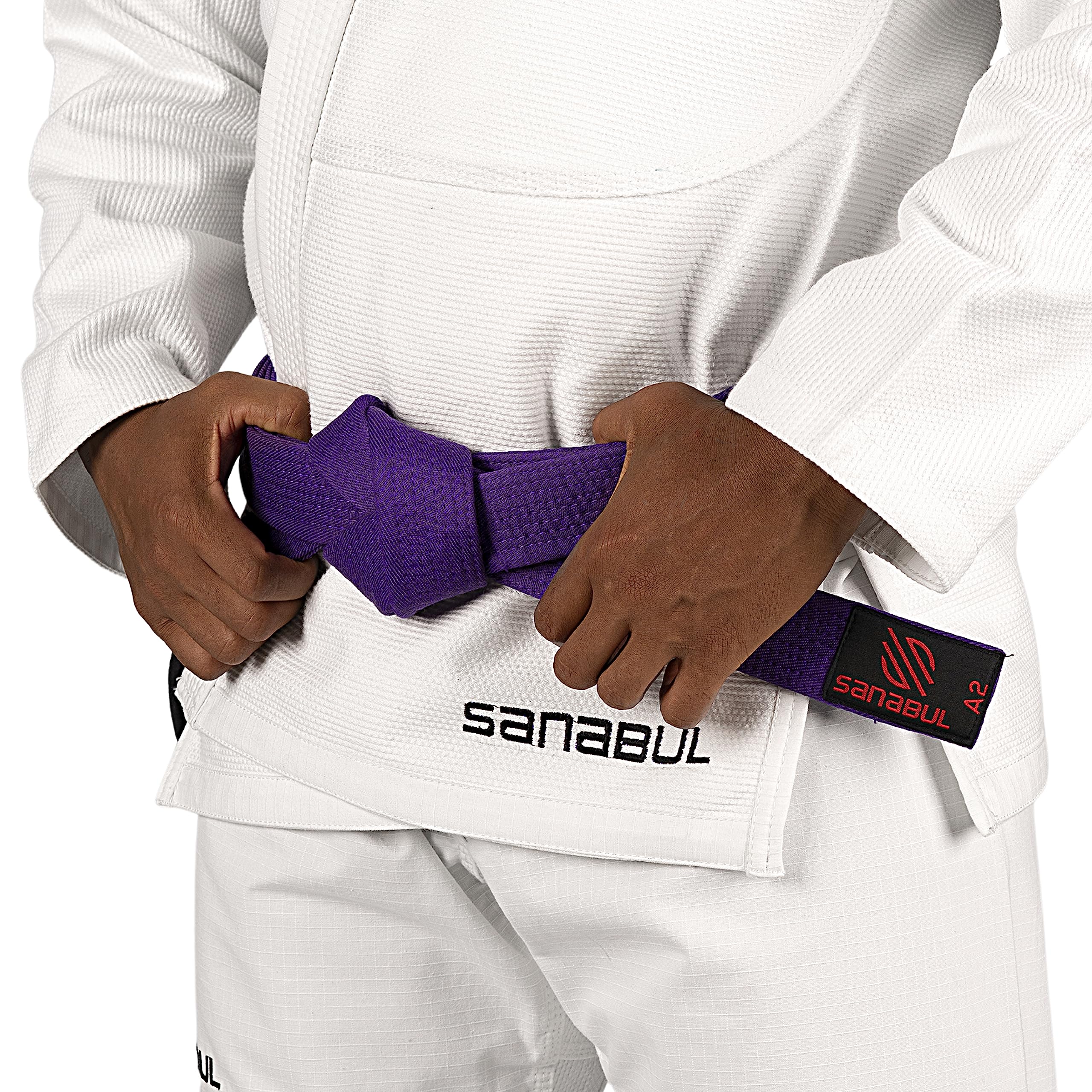 Sanabul BJJ Belt for Men & Women - Brazilian Jiu Jitsu With Ranking Stripes Sleeve Bar - Kids Gi Belt