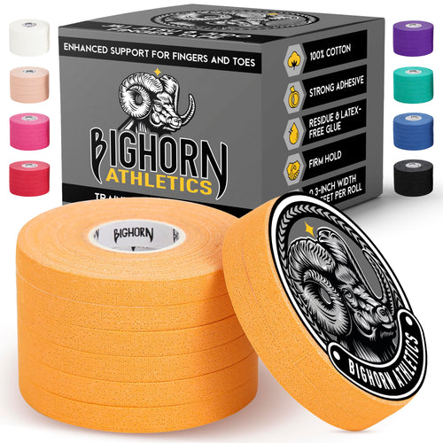Bighorn Athletics Jiu Jitsu Finger Tape | Residue-Free Athletic Finger Tape for Sports & Injuries: Rock Climbing, Volleyball, Football, Basketball, Hands & Toes | 0.3-Inch x 45-feet, 8-Rolls, Black