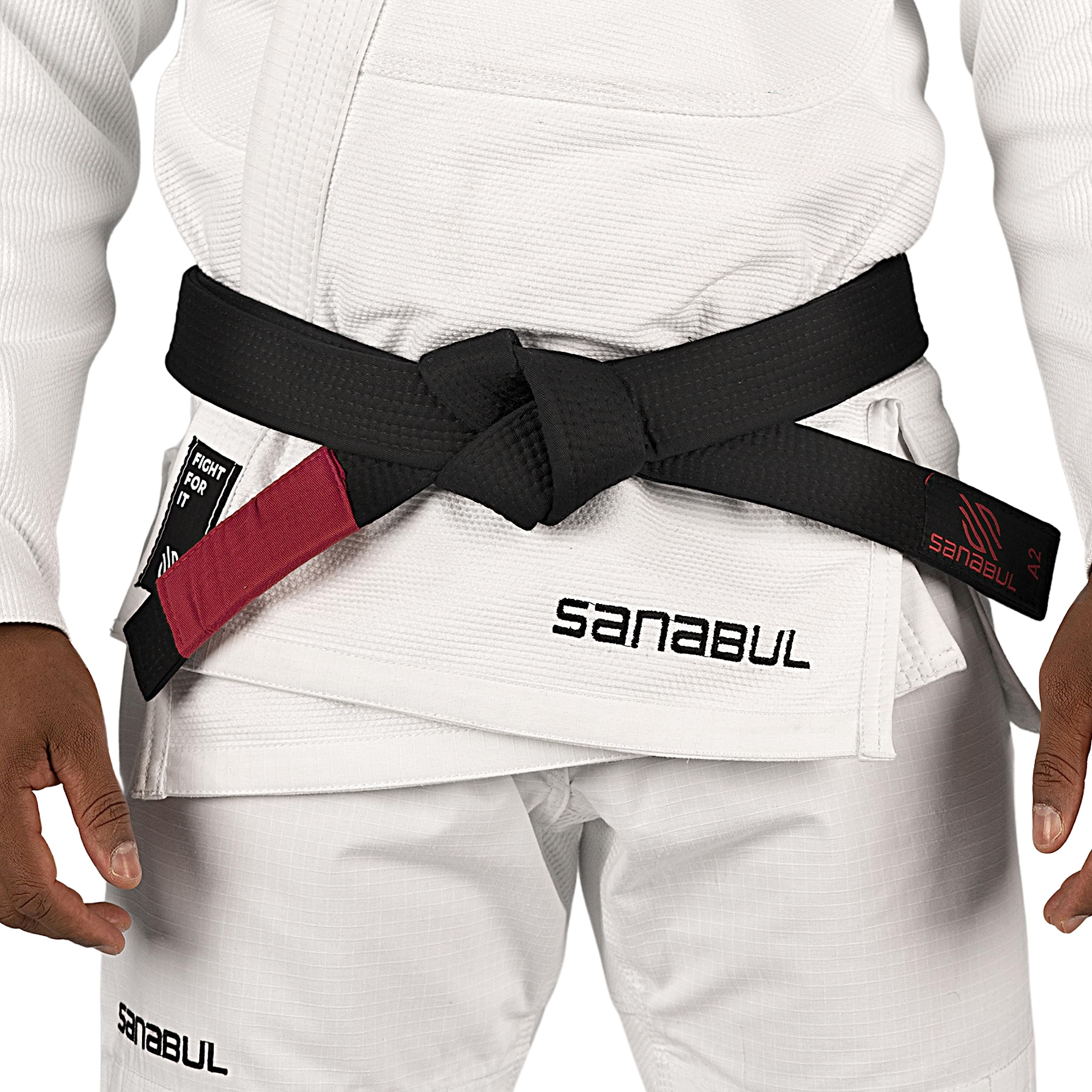 Sanabul BJJ Belt for Men & Women - Brazilian Jiu Jitsu With Ranking Stripes Sleeve Bar - Kids Gi Belt