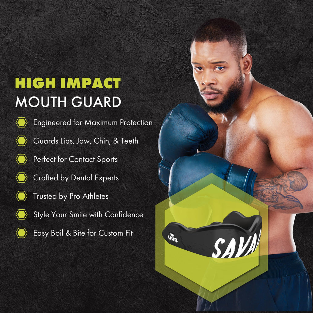 DAMAGE CONTROL High-Impact Mouth Guard – Sports Mouthguard for Boxing, Football, Hockey, Lacrosse & Basketball, Protects Teeth & Jaw, Protective Mouthpiece for Adults & Youth (Adult, HA HA HA 2.0)