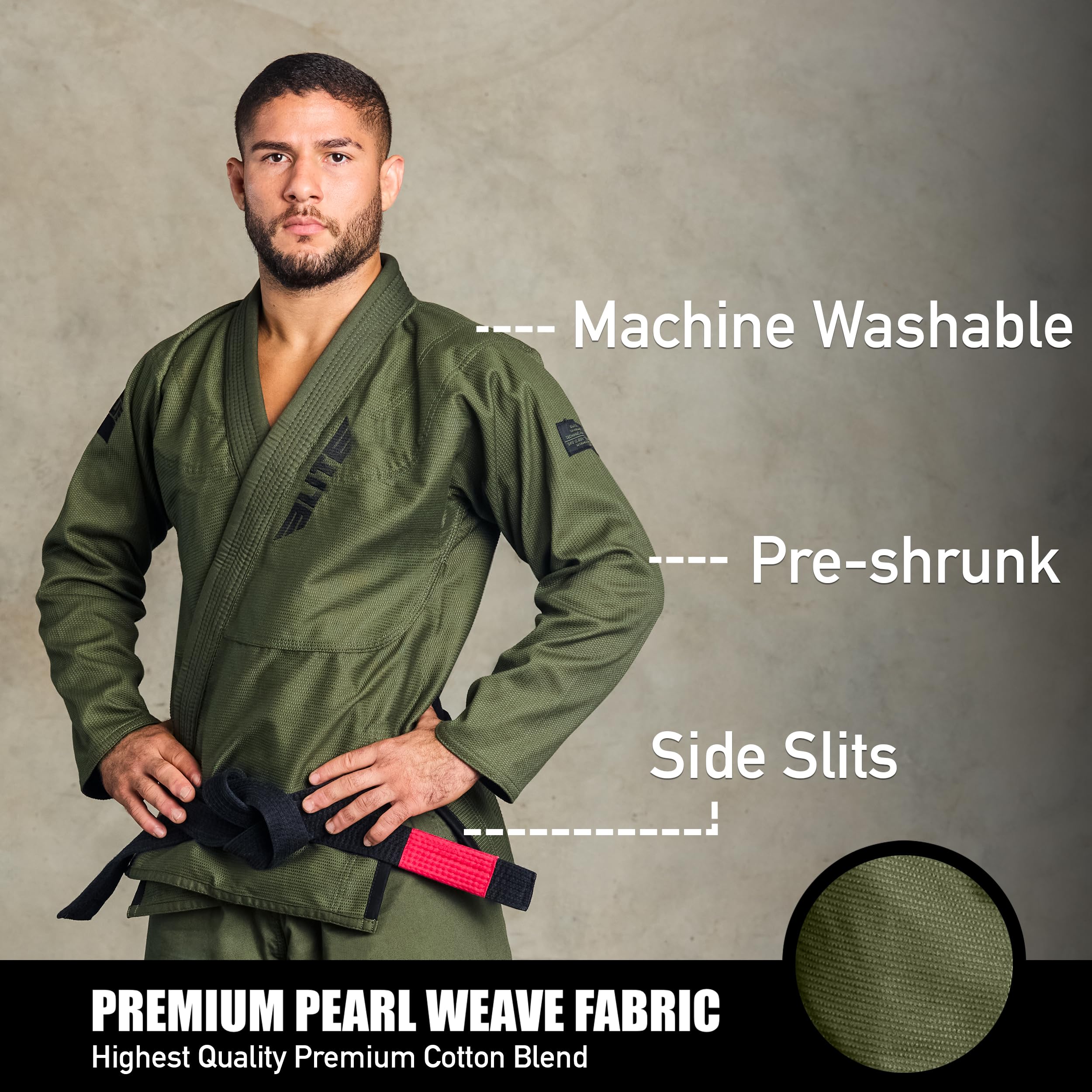 Elite Sports BJJ GI for Men IBJJF Kimono BJJ Jiujitsu GIS W/Preshrunk Fabric & Free Belt (See Special Sizing Guide)