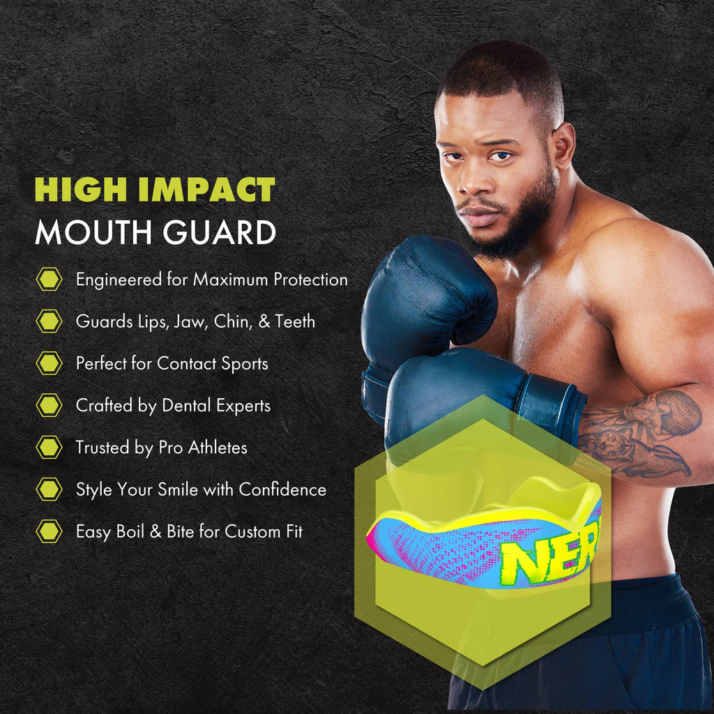 DAMAGE CONTROL High-Impact Mouth Guard – Sports Mouthguard for Boxing, Football, Hockey, Lacrosse & Basketball, Protects Teeth & Jaw, Protective Mouthpiece for Adults & Youth (Adult, HA HA HA 2.0)