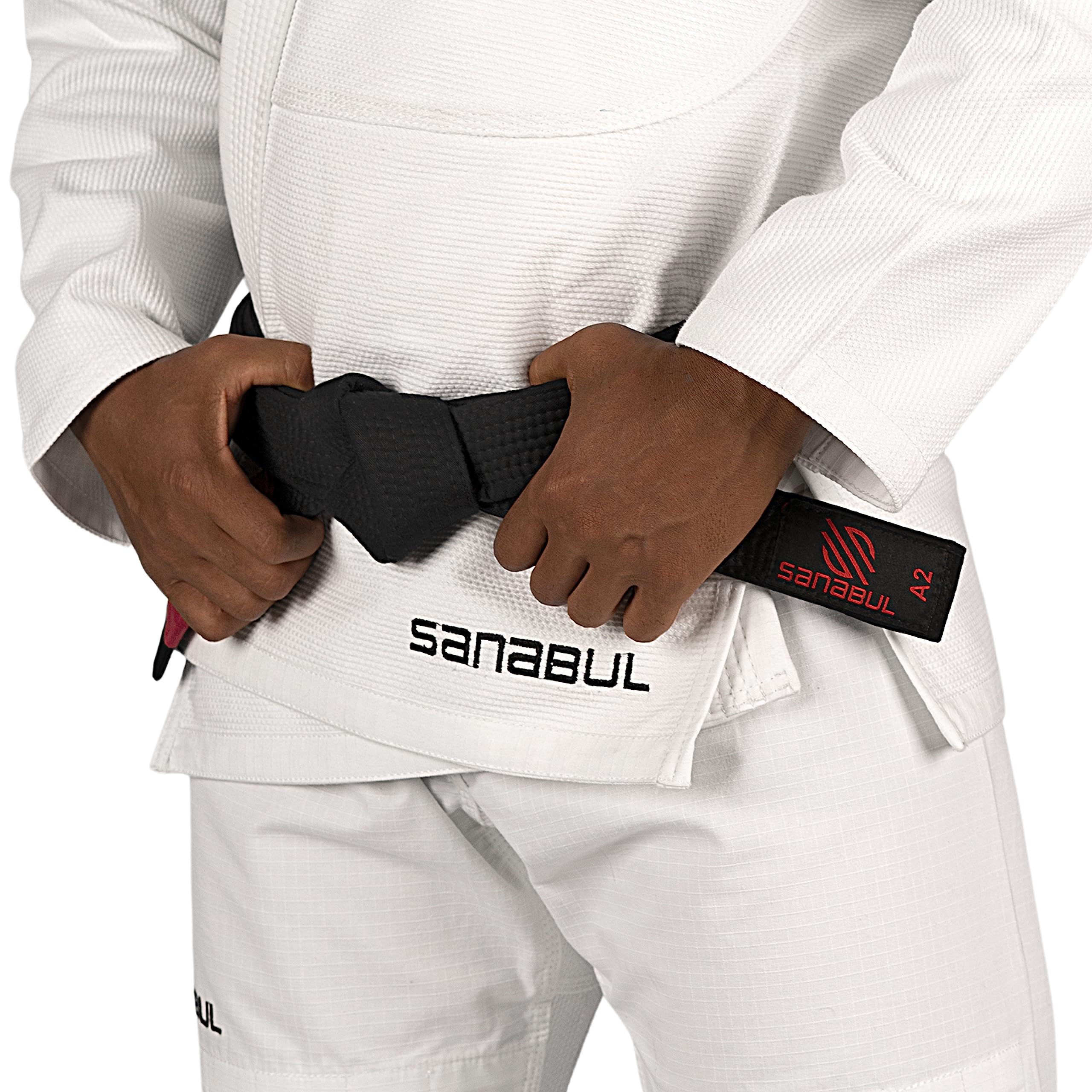 Sanabul BJJ Belt for Men & Women - Brazilian Jiu Jitsu With Ranking Stripes Sleeve Bar - Kids Gi Belt