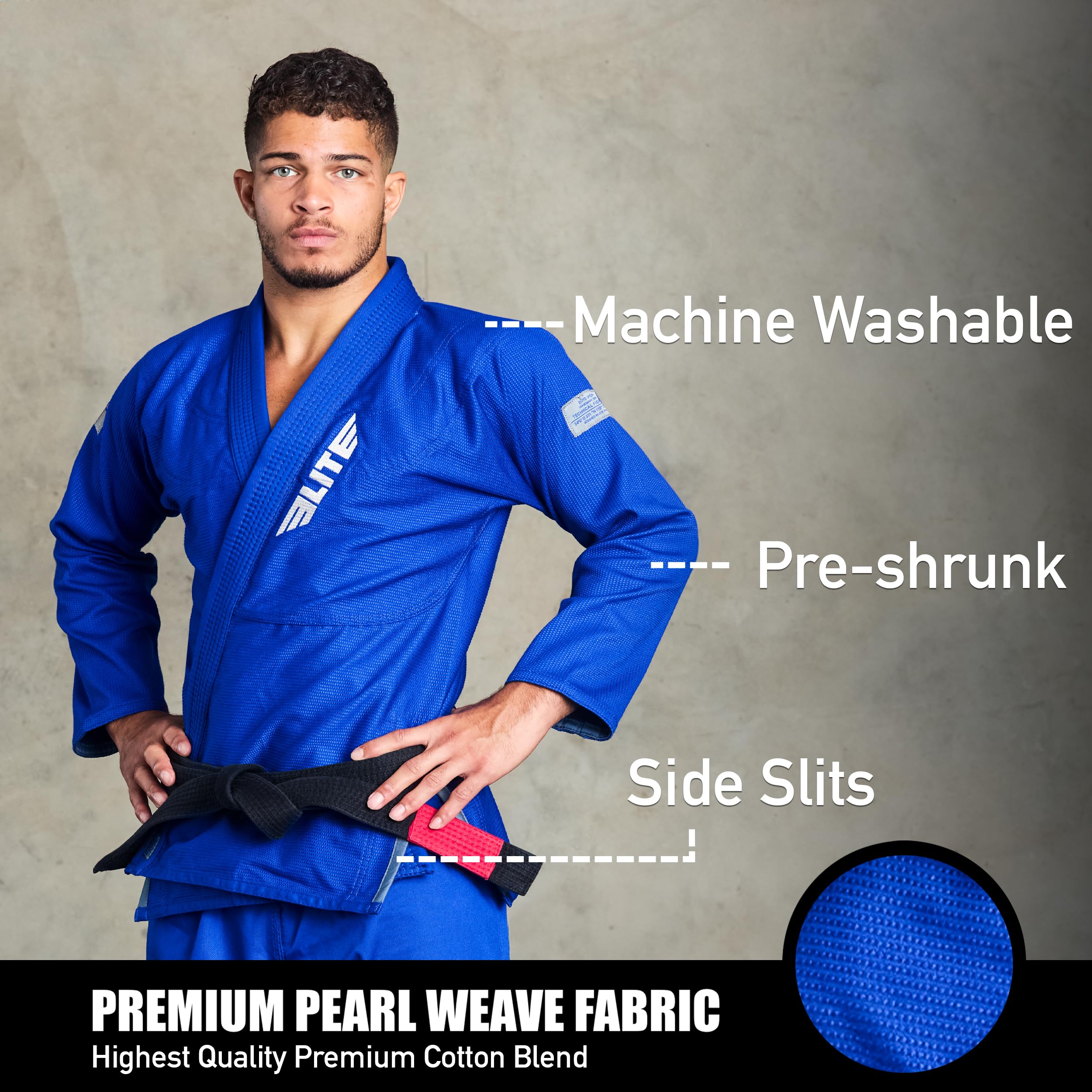Elite Sports BJJ GI for Men IBJJF Kimono BJJ Jiujitsu GIS W/Preshrunk Fabric & Free Belt (See Special Sizing Guide)