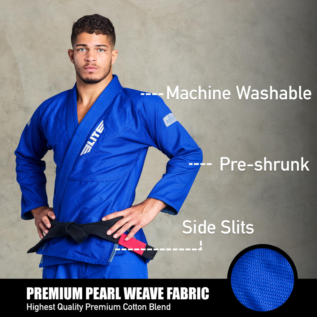 Elite Sports BJJ GI for Men IBJJF Kimono BJJ Jiujitsu GIS W/Preshrunk Fabric & Free Belt (See Special Sizing Guide)