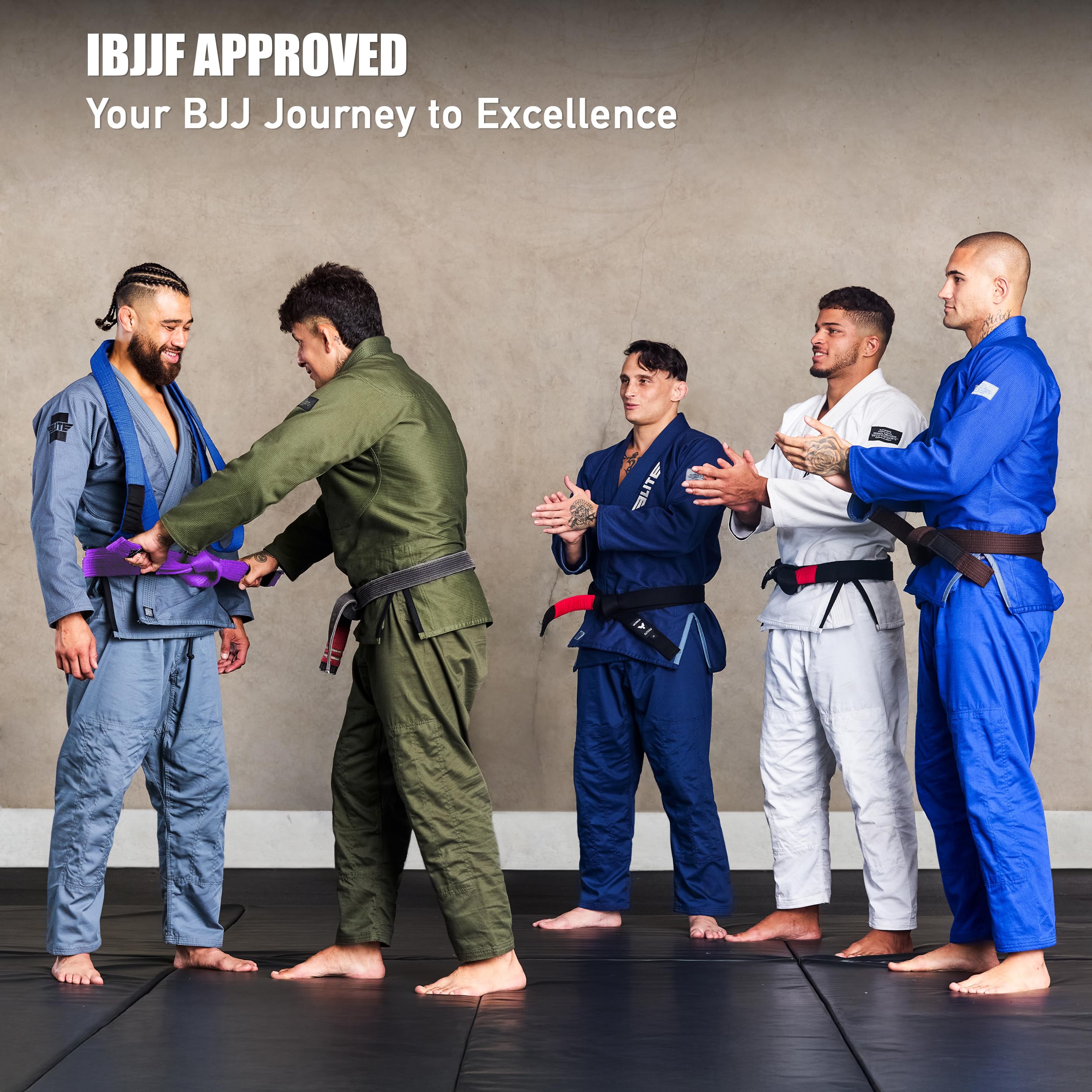 Elite Sports Adults Brazilian Jiu Jitsu Belts for Men & Women,Cotton IBJJF Approved BJJ Belts with Ranking Stripes Sleeve Bar
