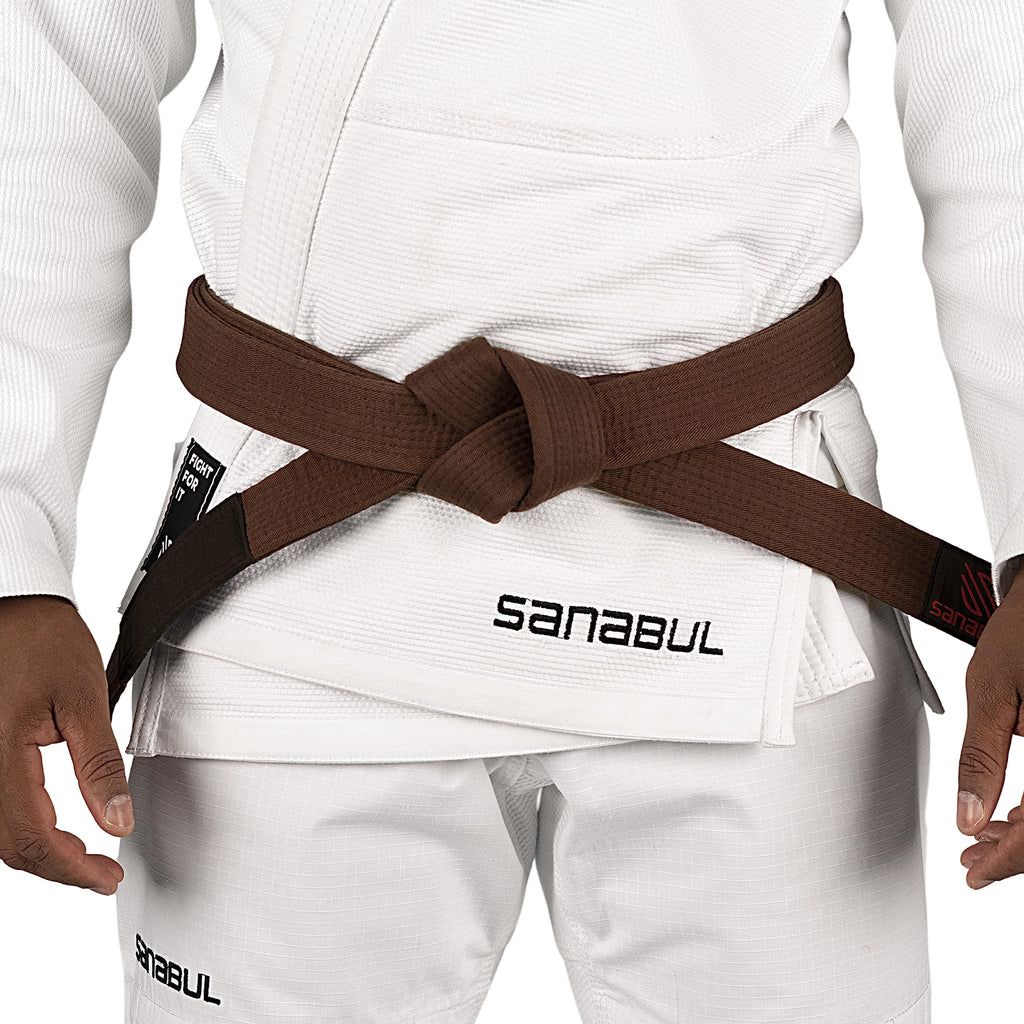Sanabul BJJ Belt for Men & Women - Brazilian Jiu Jitsu With Ranking Stripes Sleeve Bar - Kids Gi Belt