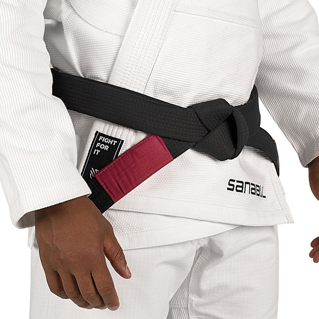 Sanabul BJJ Belt for Men & Women - Brazilian Jiu Jitsu With Ranking Stripes Sleeve Bar - Kids Gi Belt